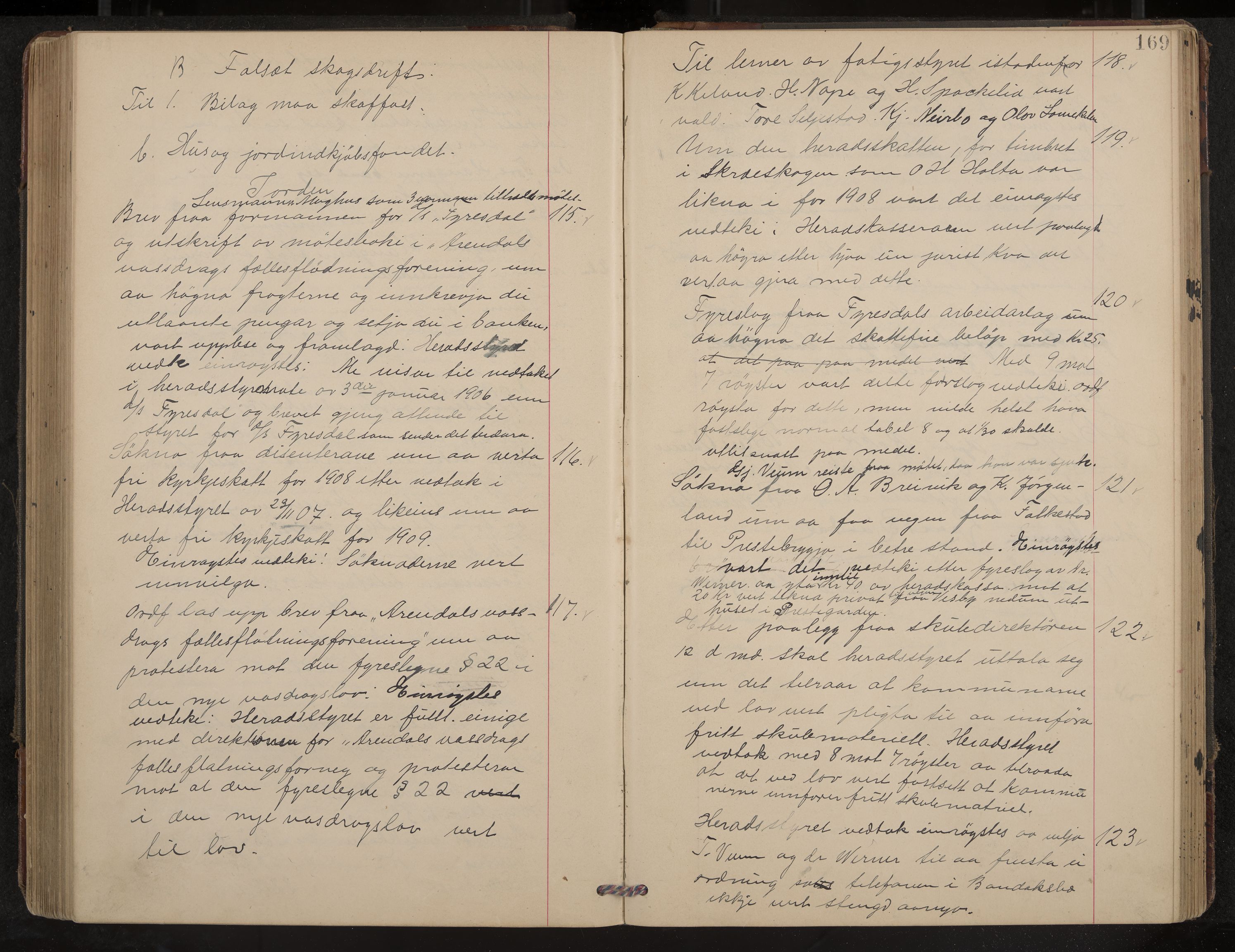 Fyresdal formannskap og sentraladministrasjon, IKAK/0831021-1/Aa/L0004: Møtebok, 1903-1911, p. 169