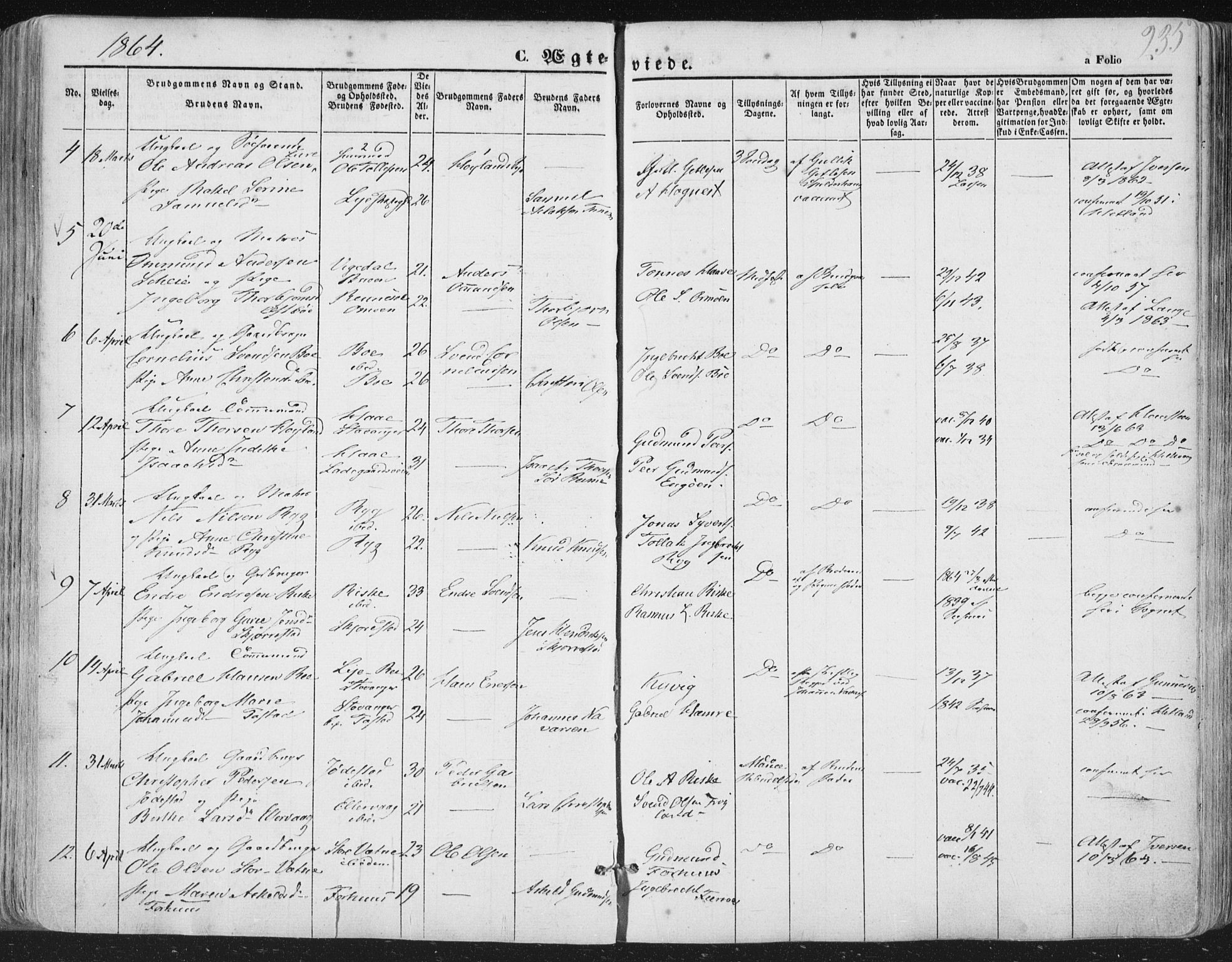 Hetland sokneprestkontor, AV/SAST-A-101826/30/30BA/L0002: Parish register (official) no. A 2, 1849-1869, p. 235