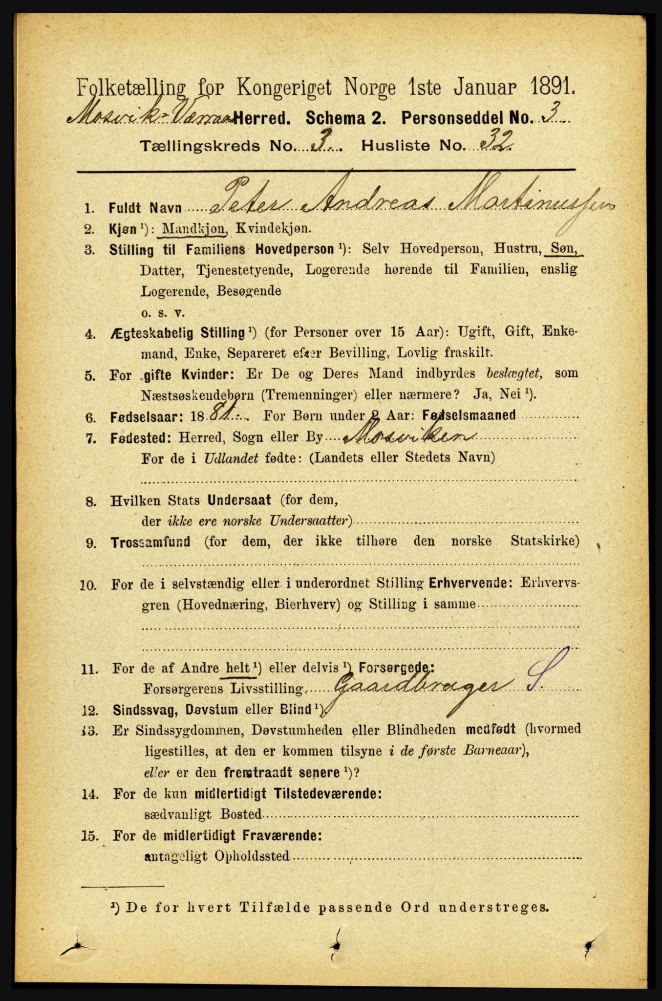 RA, 1891 census for 1723 Mosvik og Verran, 1891, p. 1132