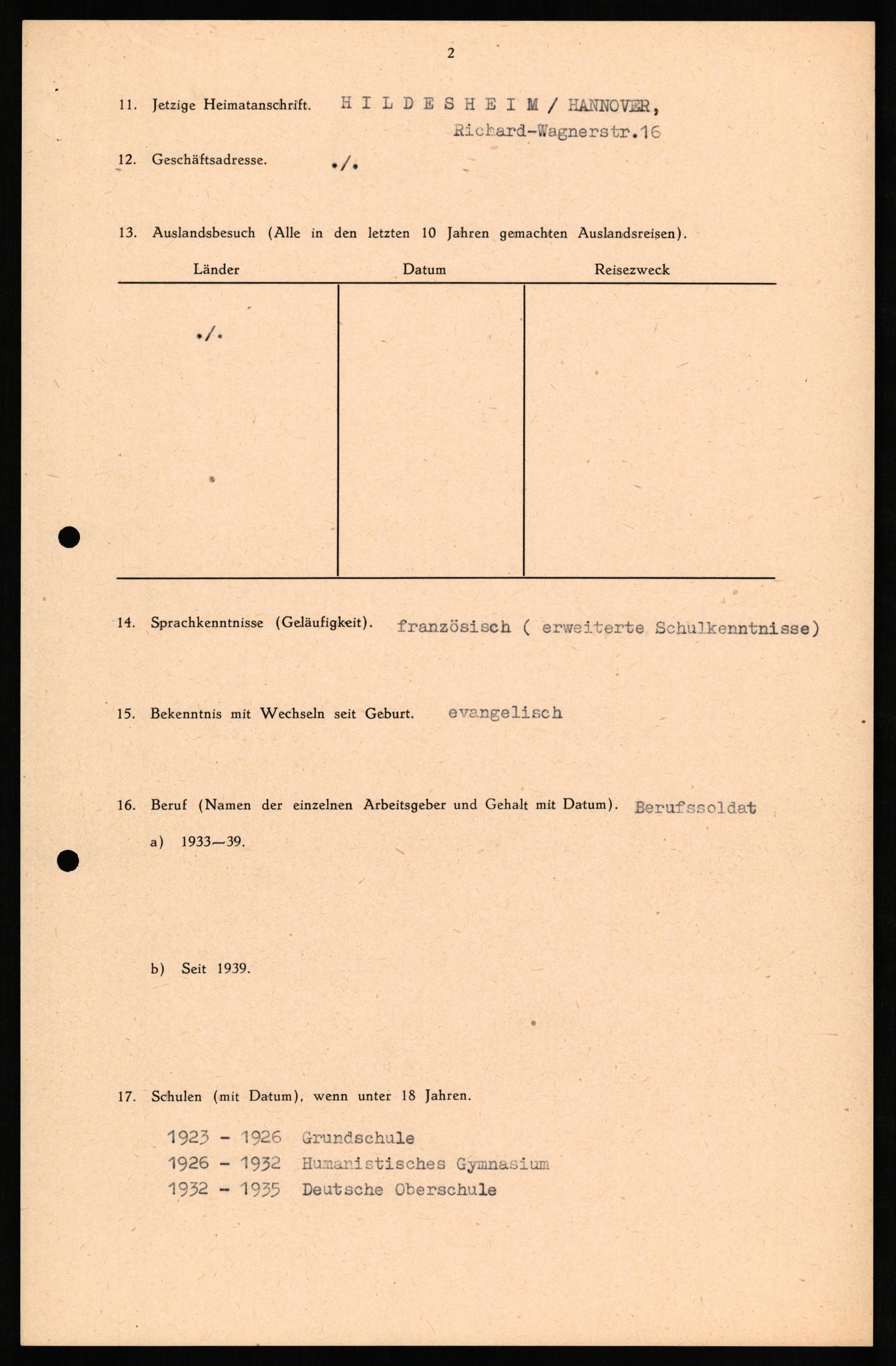 Forsvaret, Forsvarets overkommando II, RA/RAFA-3915/D/Db/L0020: CI Questionaires. Tyske okkupasjonsstyrker i Norge. Tyskere., 1945-1946, p. 365