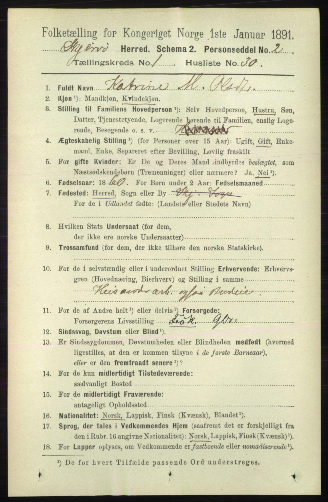 RA, 1891 census for 1941 Skjervøy, 1891, p. 354