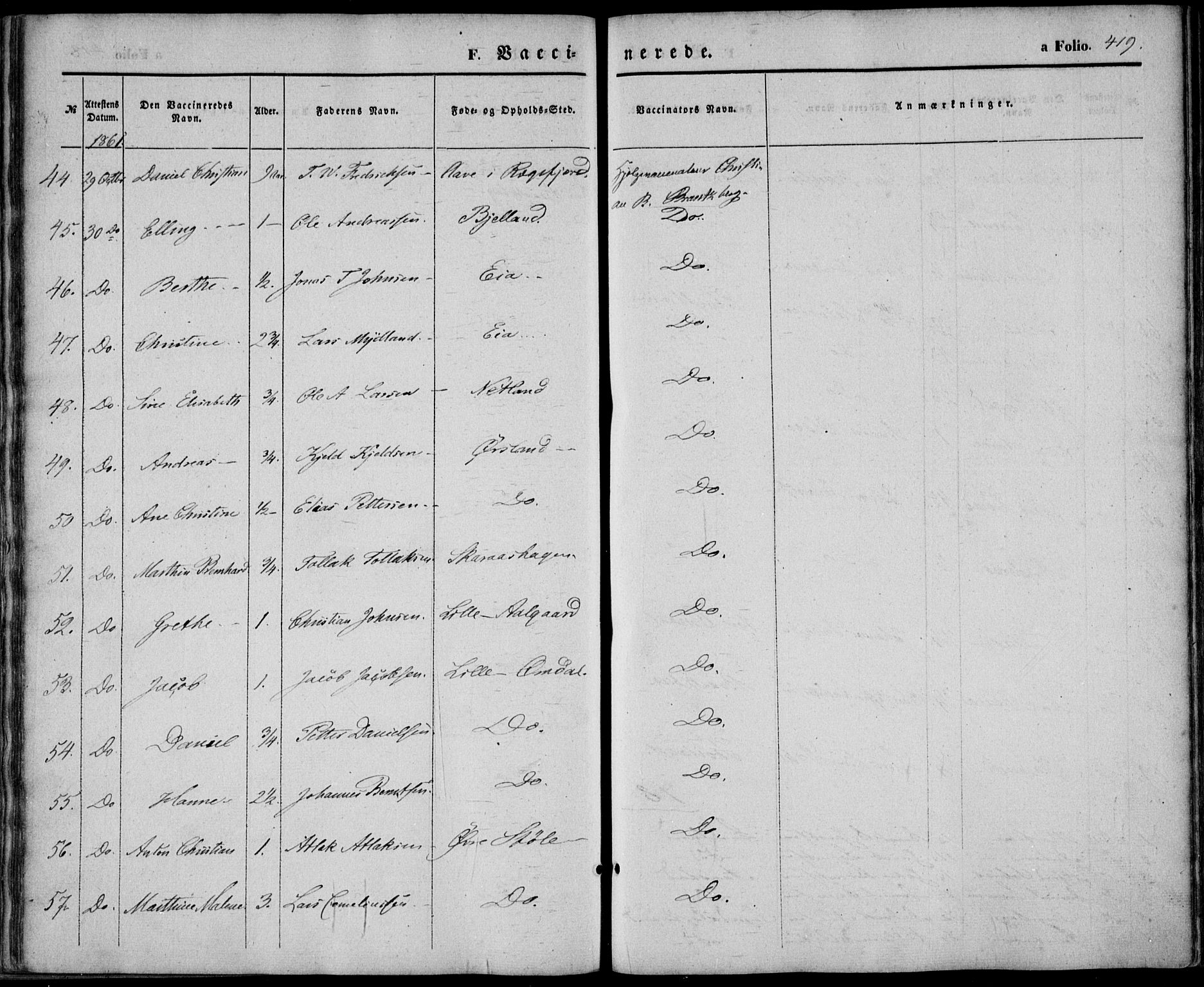 Sokndal sokneprestkontor, AV/SAST-A-101808: Parish register (official) no. A 9, 1857-1874, p. 419