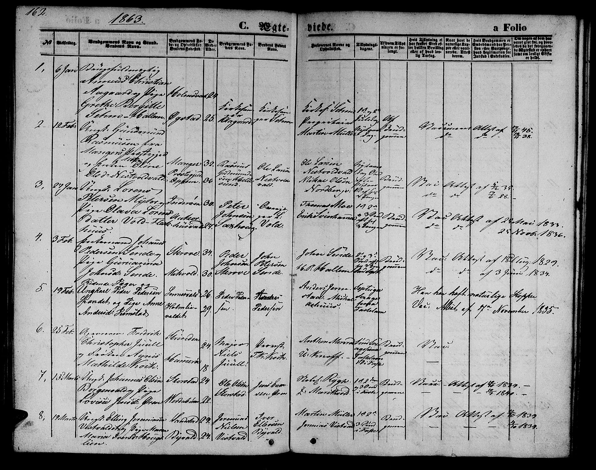 Ministerialprotokoller, klokkerbøker og fødselsregistre - Nord-Trøndelag, SAT/A-1458/723/L0254: Parish register (copy) no. 723C02, 1858-1868, p. 162