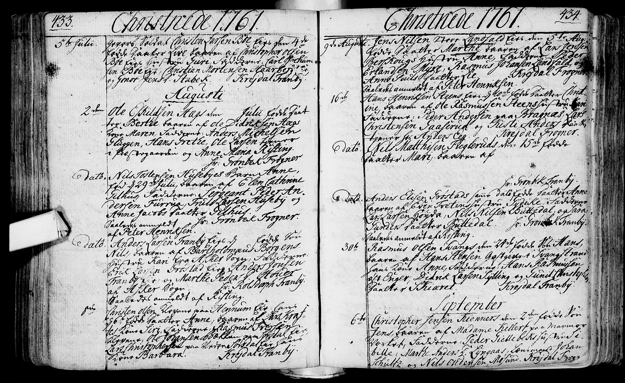 Lier kirkebøker, AV/SAKO-A-230/F/Fa/L0004: Parish register (official) no. I 4, 1749-1764, p. 433-434