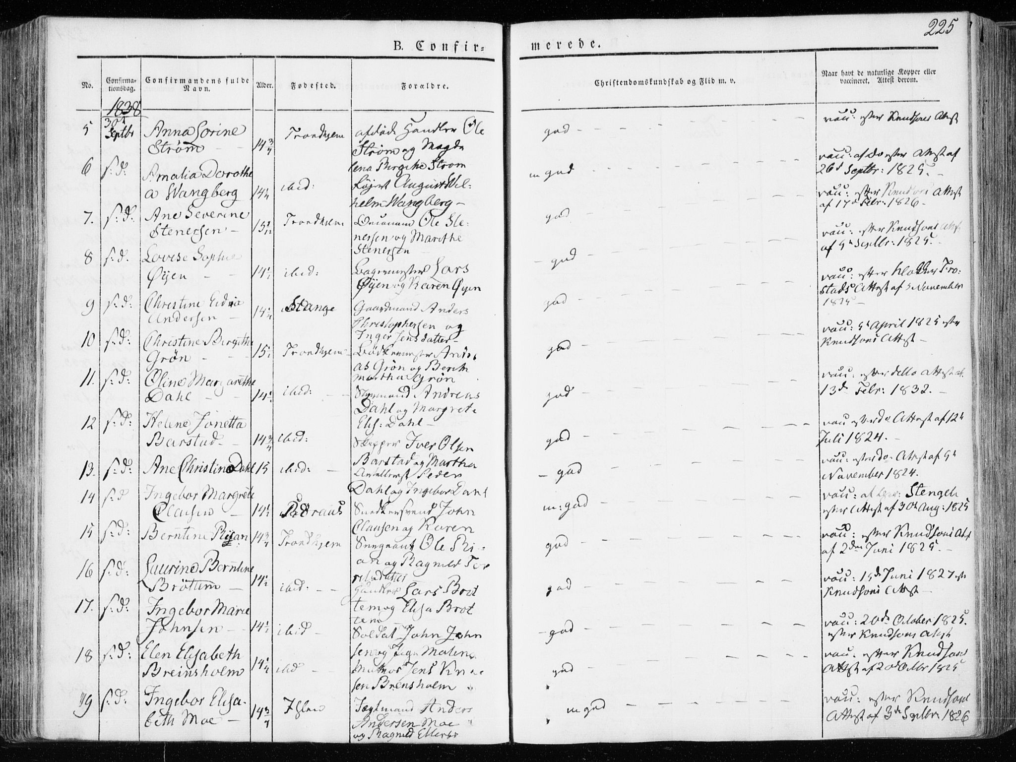 Ministerialprotokoller, klokkerbøker og fødselsregistre - Sør-Trøndelag, AV/SAT-A-1456/601/L0047: Parish register (official) no. 601A15, 1831-1839, p. 225