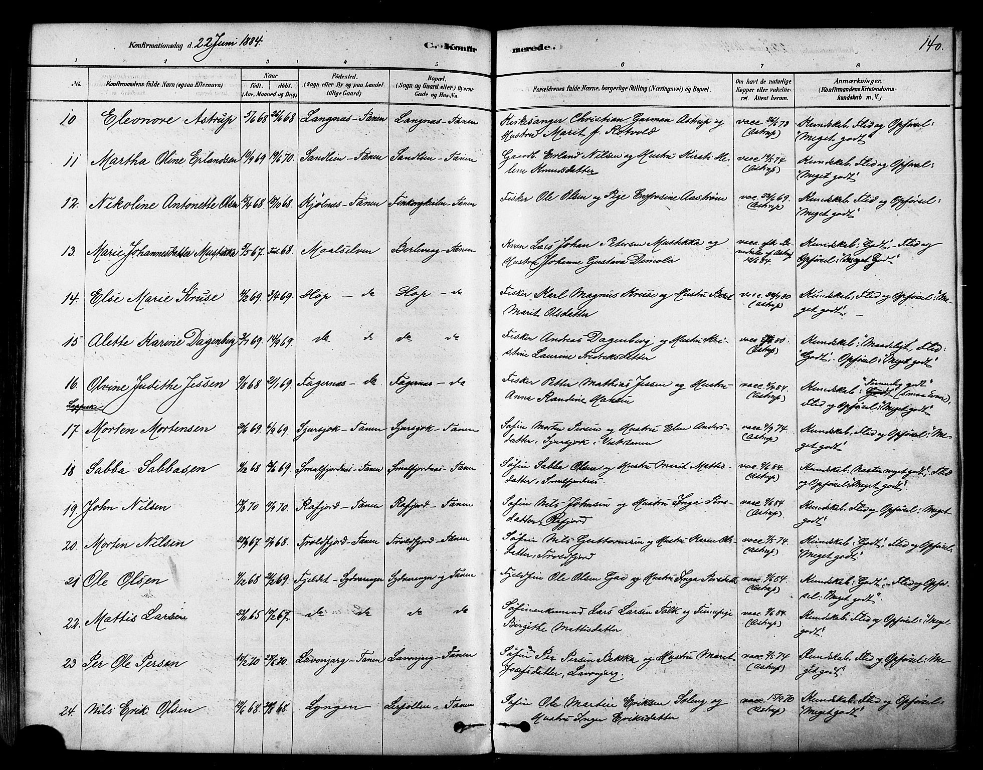 Tana sokneprestkontor, SATØ/S-1334/H/Ha/L0004kirke: Parish register (official) no. 4, 1878-1891, p. 140