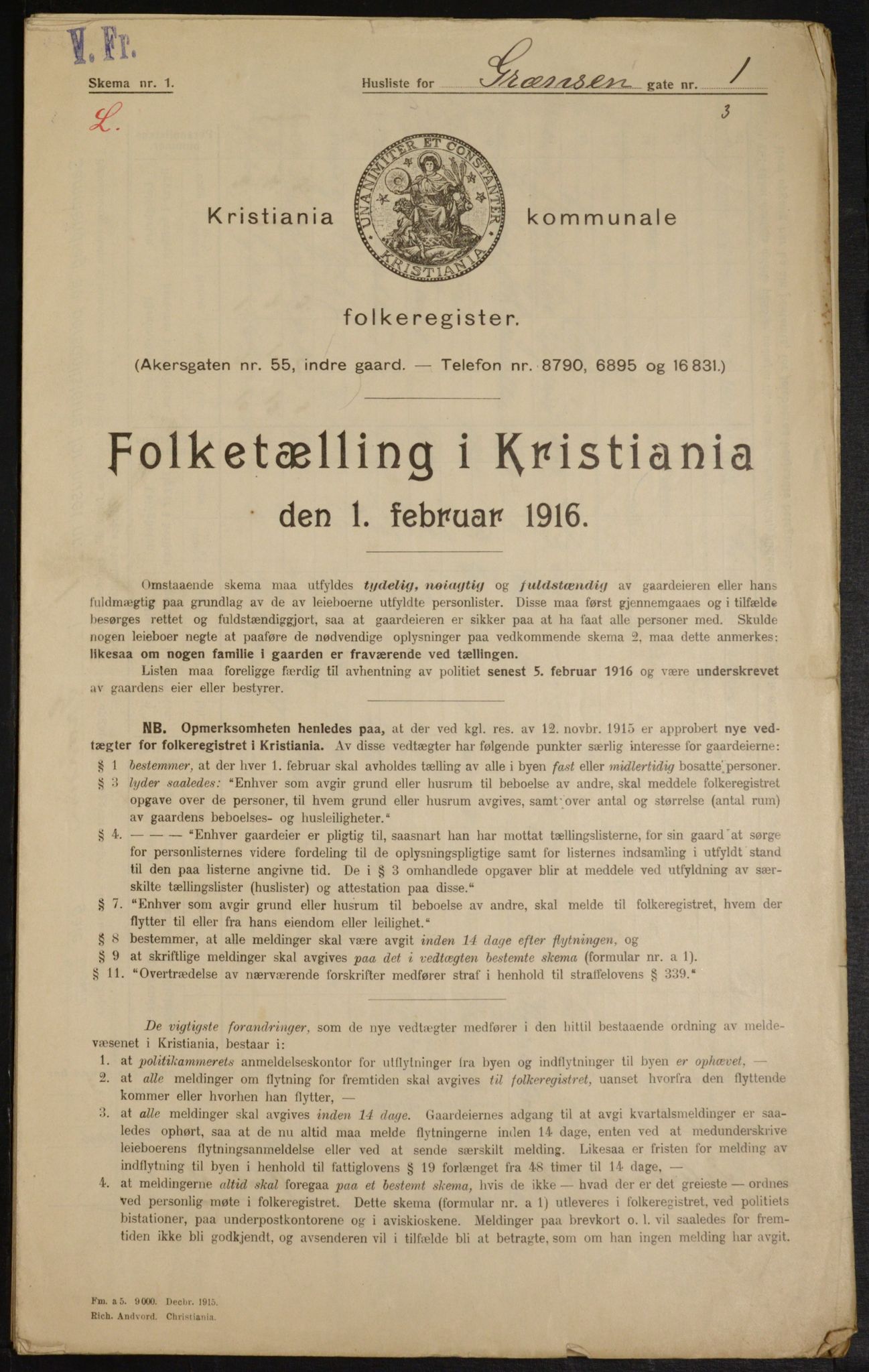 OBA, Municipal Census 1916 for Kristiania, 1916, p. 30263