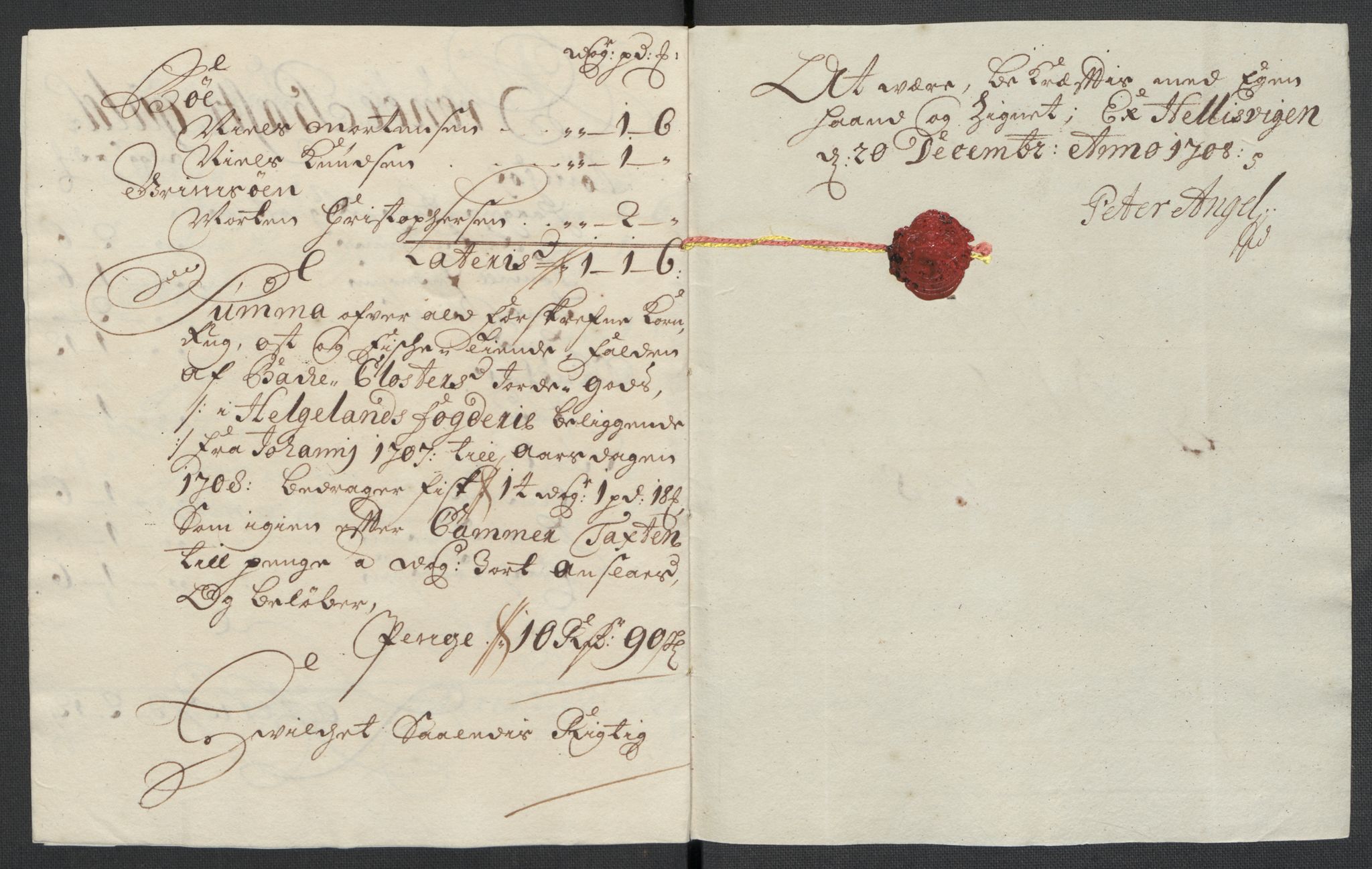 Rentekammeret inntil 1814, Reviderte regnskaper, Fogderegnskap, AV/RA-EA-4092/R65/L4510: Fogderegnskap Helgeland, 1708-1709, p. 18
