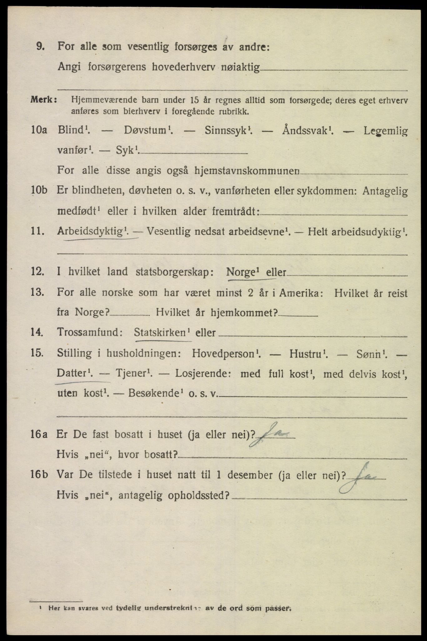 SAK, 1920 census for Vennesla, 1920, p. 3697