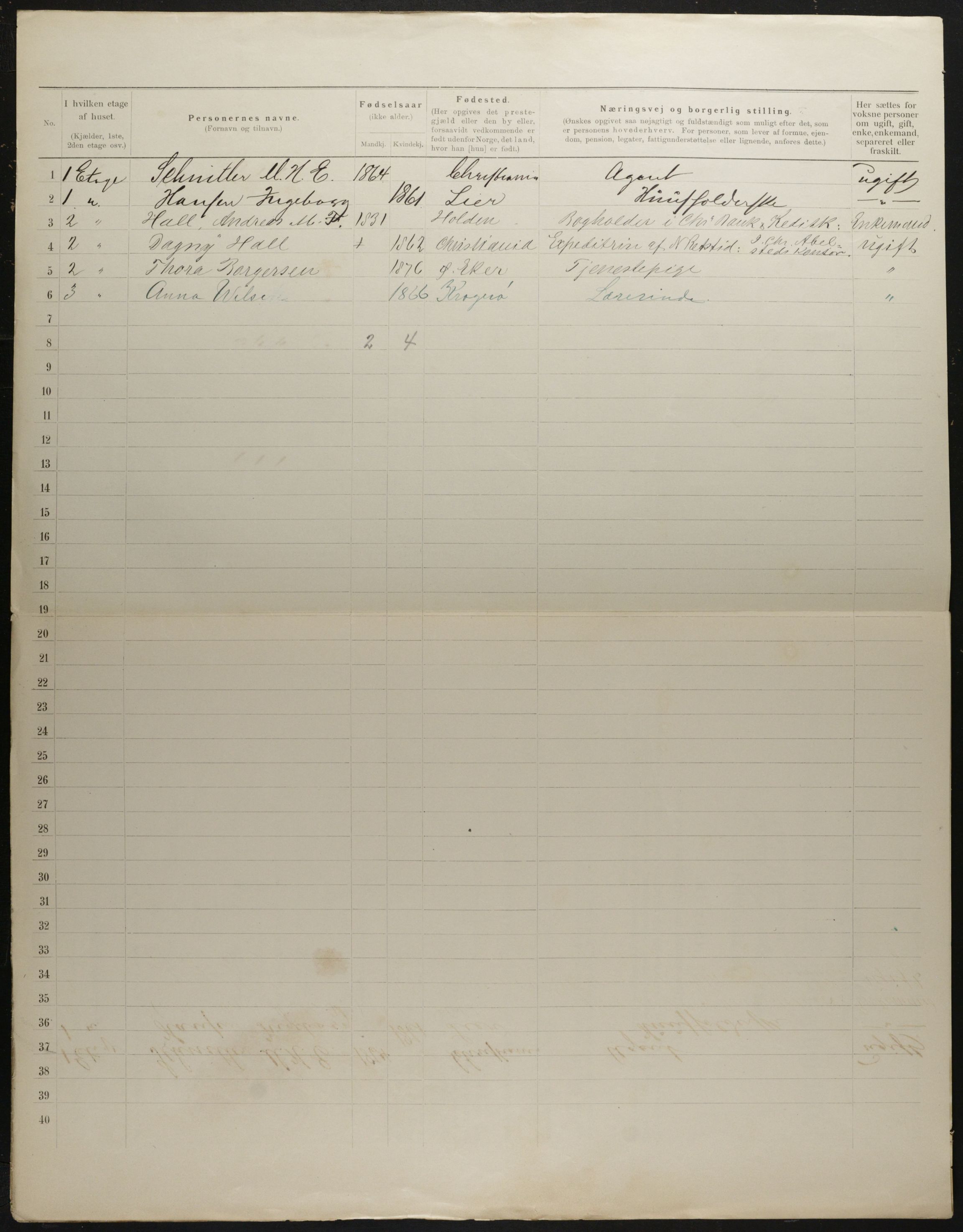 OBA, Municipal Census 1901 for Kristiania, 1901, p. 2840