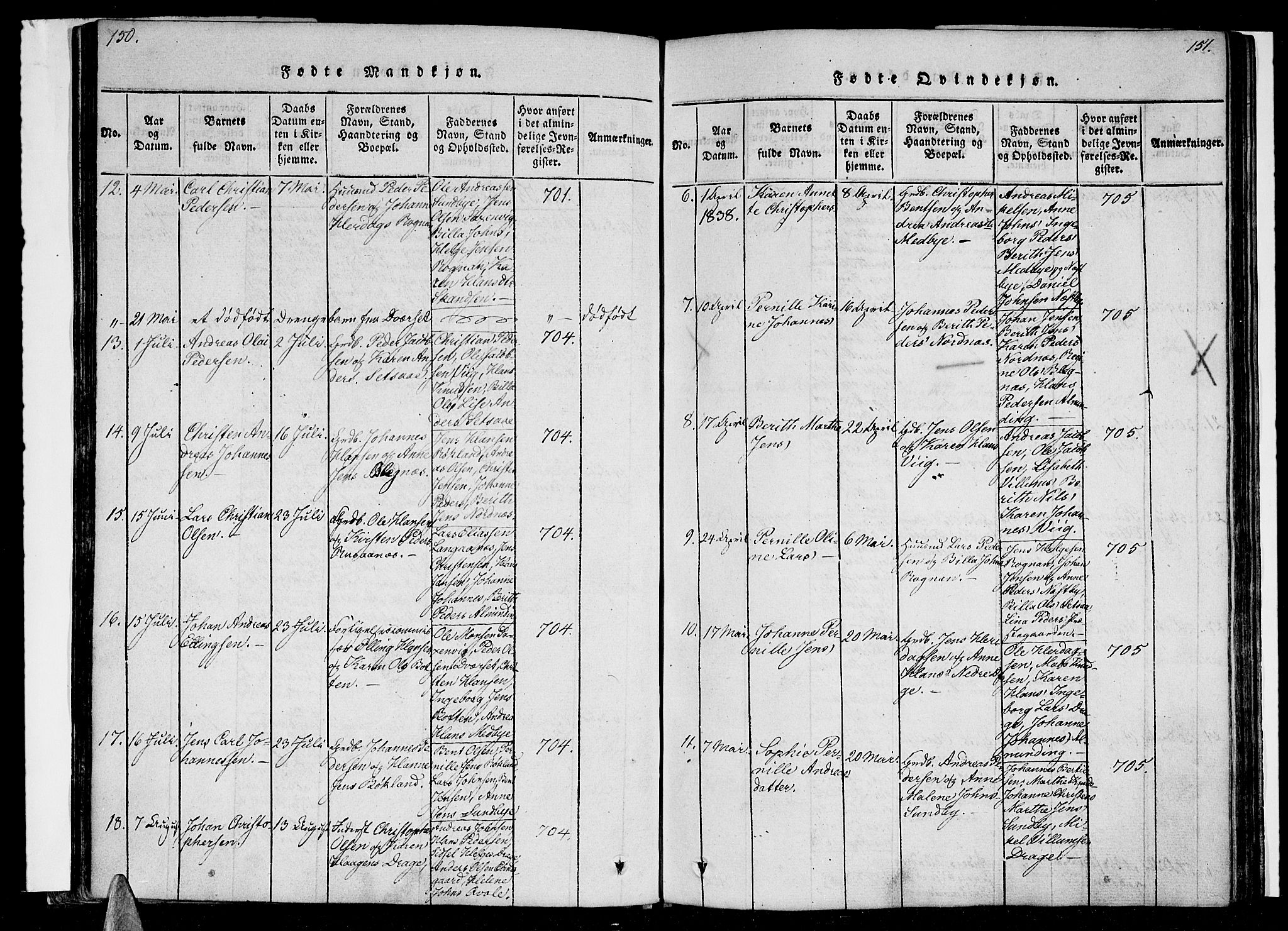 Ministerialprotokoller, klokkerbøker og fødselsregistre - Nordland, SAT/A-1459/847/L0665: Parish register (official) no. 847A05, 1818-1841, p. 150-151