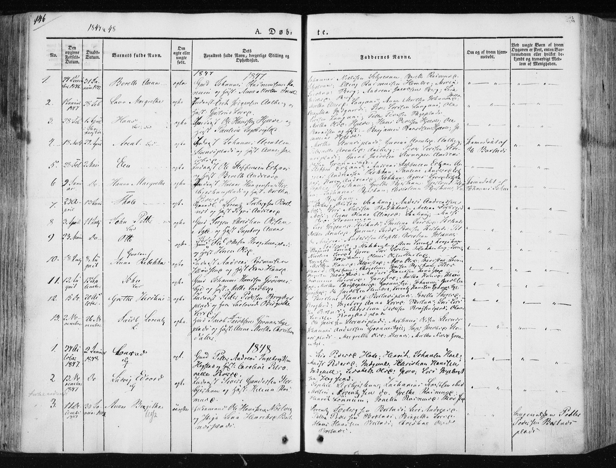 Ministerialprotokoller, klokkerbøker og fødselsregistre - Nord-Trøndelag, SAT/A-1458/730/L0280: Parish register (official) no. 730A07 /3, 1840-1854, p. 146