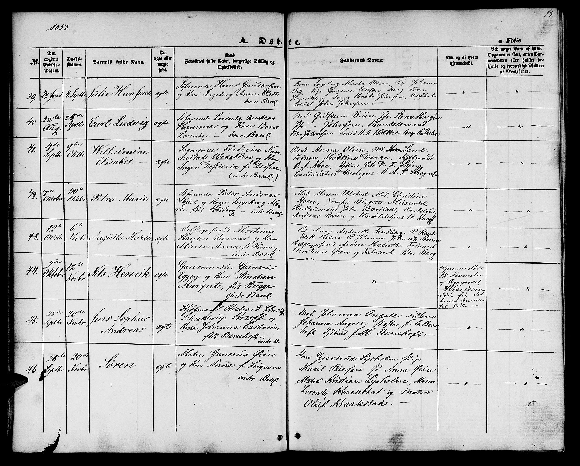 Ministerialprotokoller, klokkerbøker og fødselsregistre - Sør-Trøndelag, SAT/A-1456/604/L0184: Parish register (official) no. 604A05, 1851-1860, p. 18