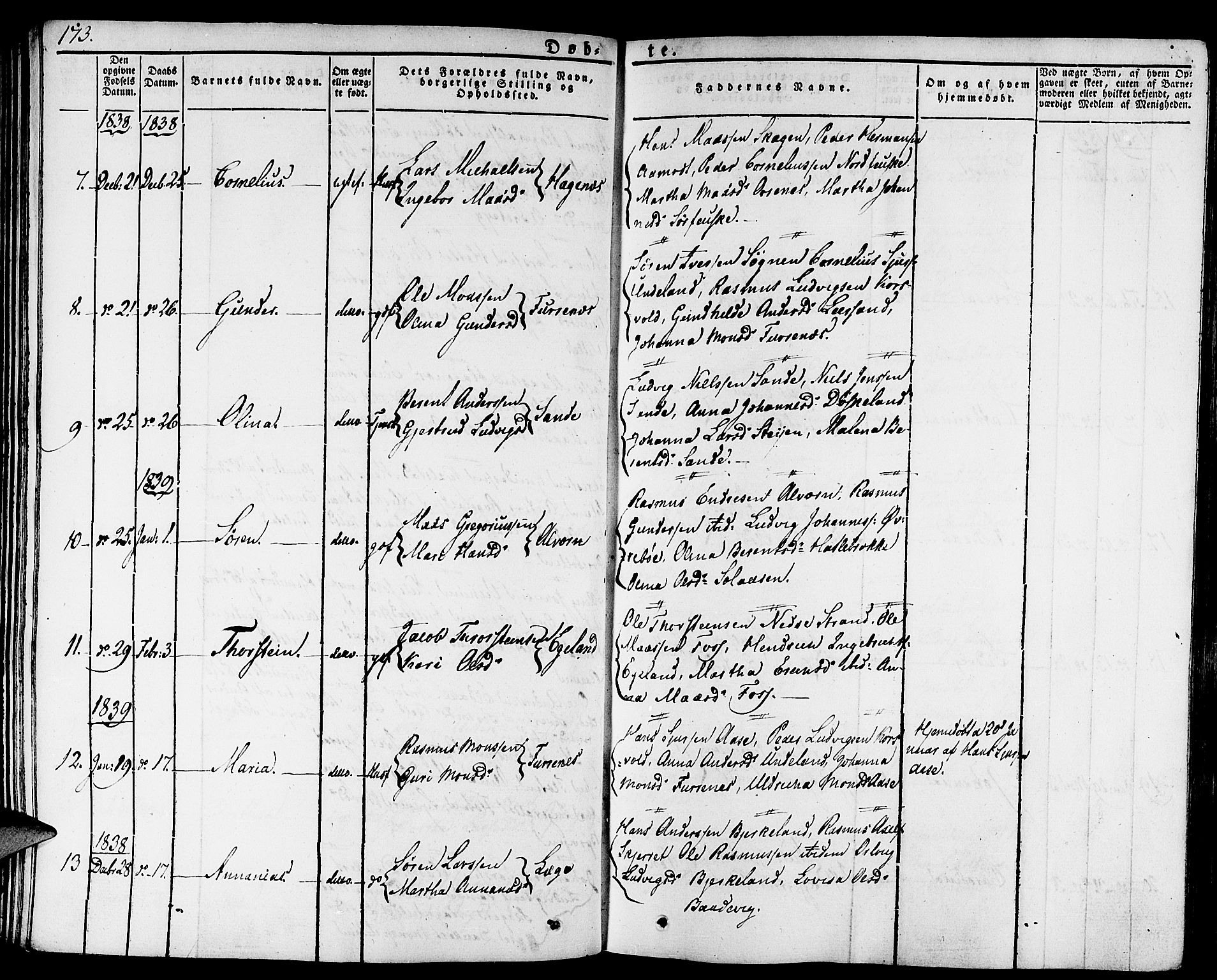 Gaular sokneprestembete, SAB/A-80001/H/Haa: Parish register (official) no. A 3, 1821-1840, p. 173