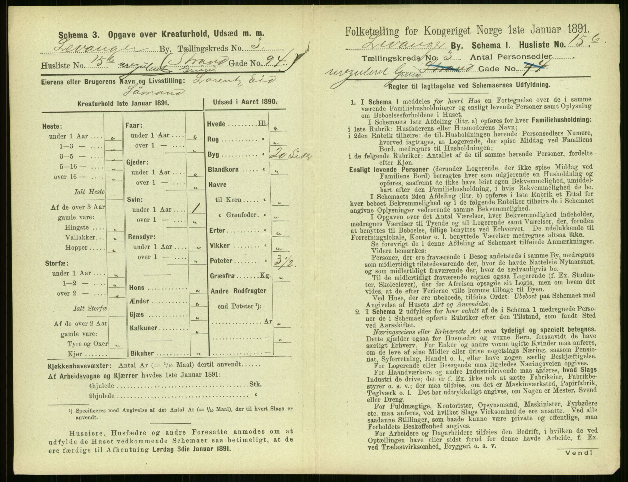 RA, 1891 census for 1701 Levanger, 1891, p. 865