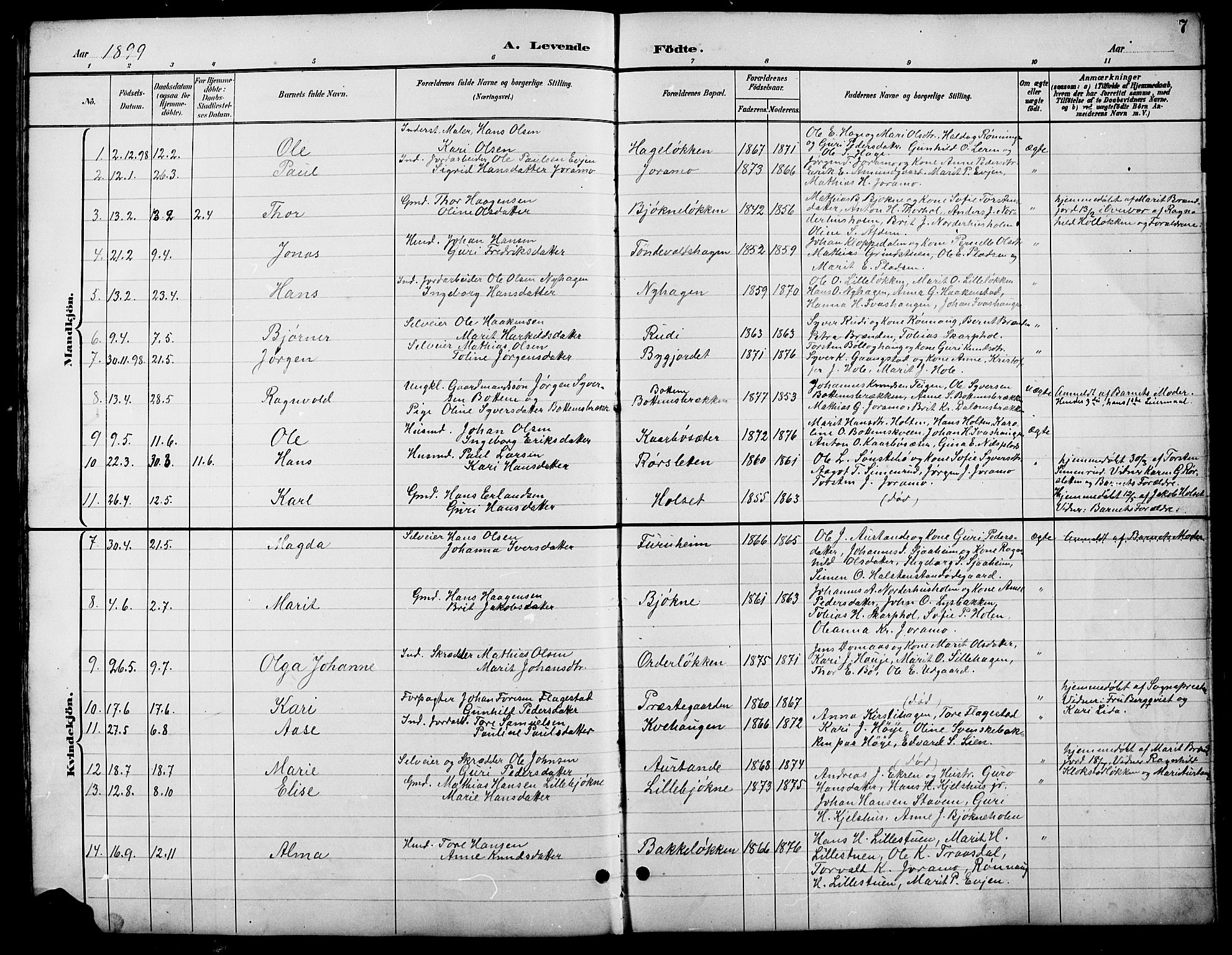 Lesja prestekontor, SAH/PREST-068/H/Ha/Hab/L0007: Parish register (copy) no. 7, 1895-1919, p. 7