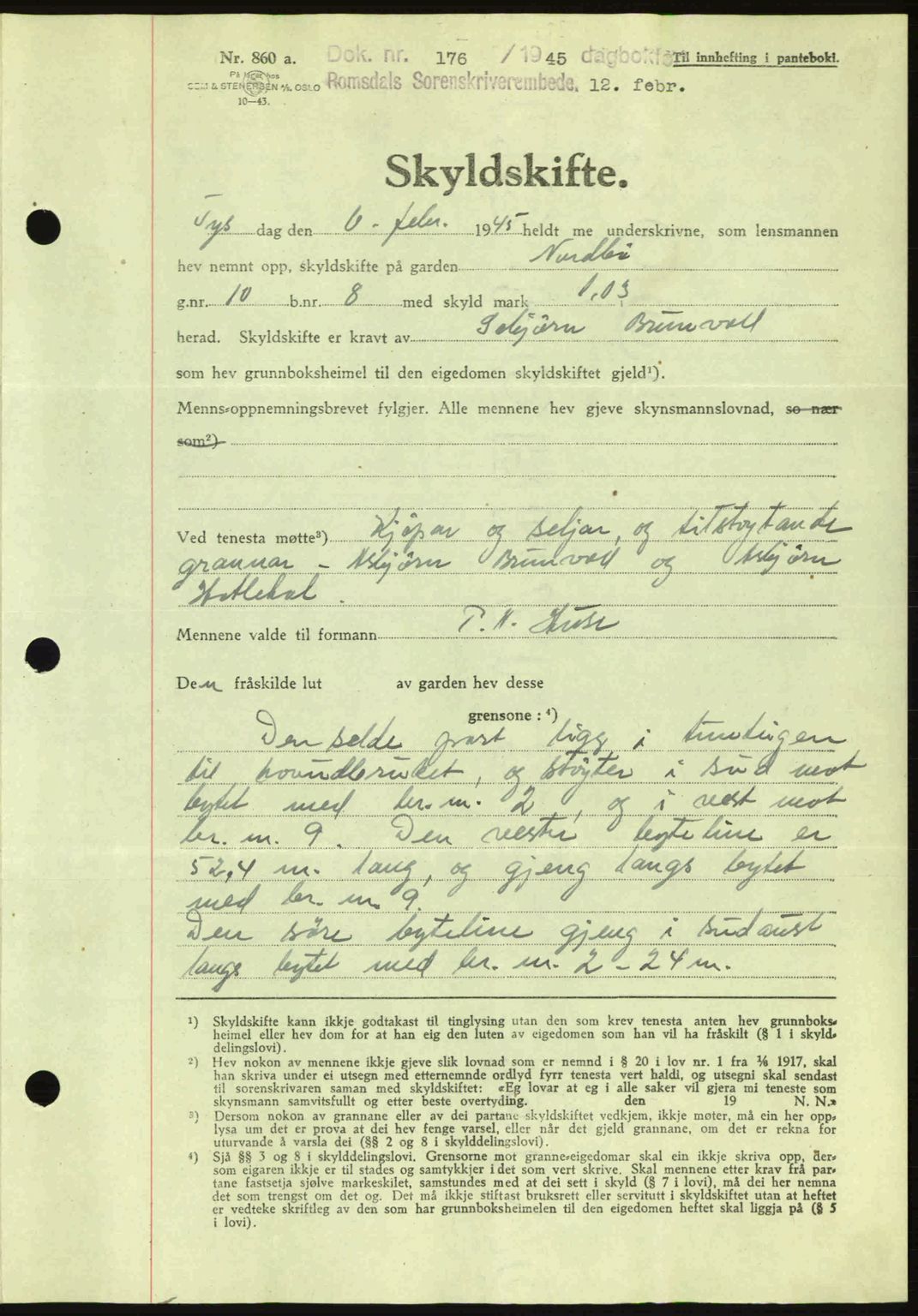 Romsdal sorenskriveri, AV/SAT-A-4149/1/2/2C: Mortgage book no. A17, 1944-1945, Diary no: : 175/1945