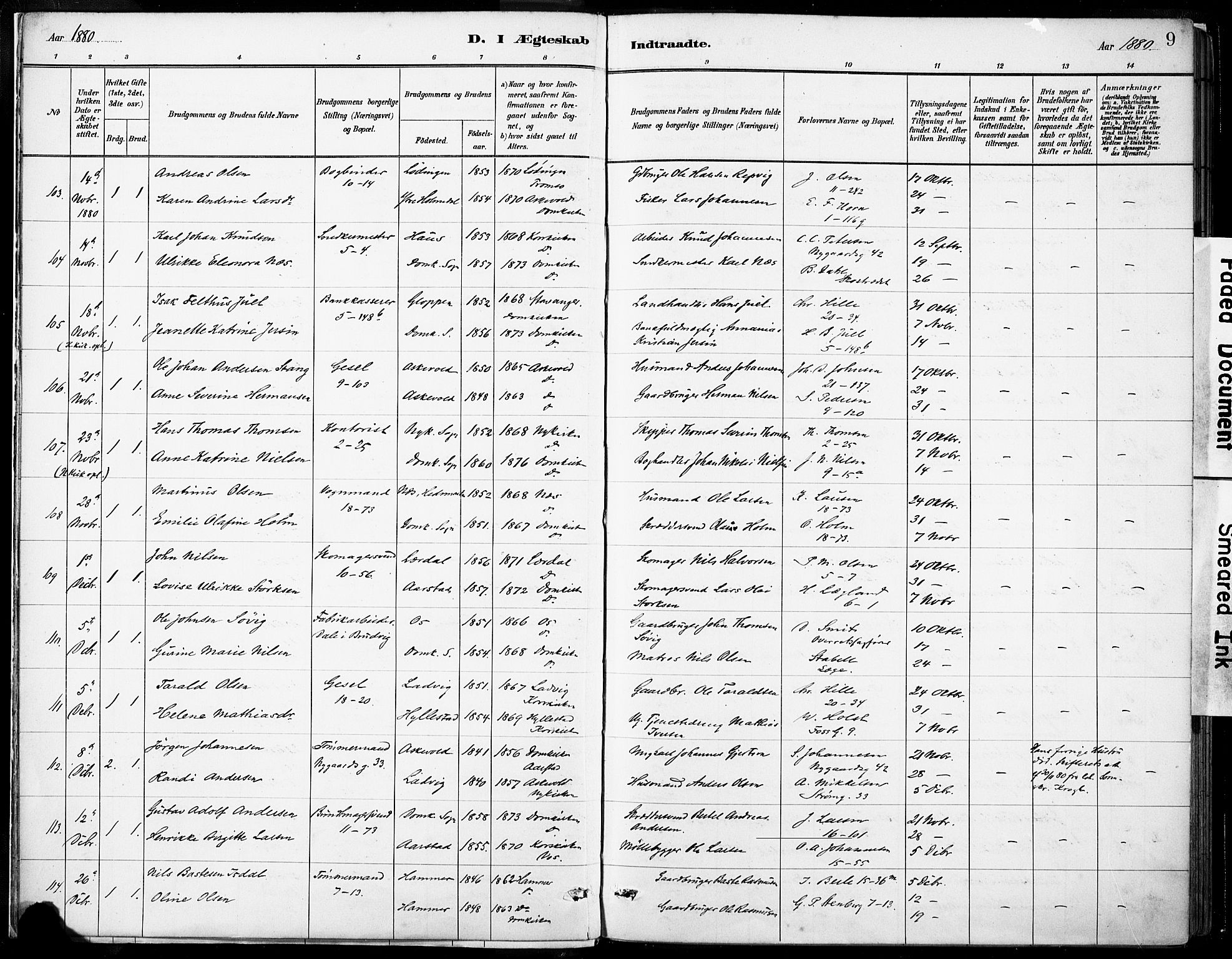 Domkirken sokneprestembete, SAB/A-74801/H/Haa/L0037: Parish register (official) no. D 4, 1880-1907, p. 9