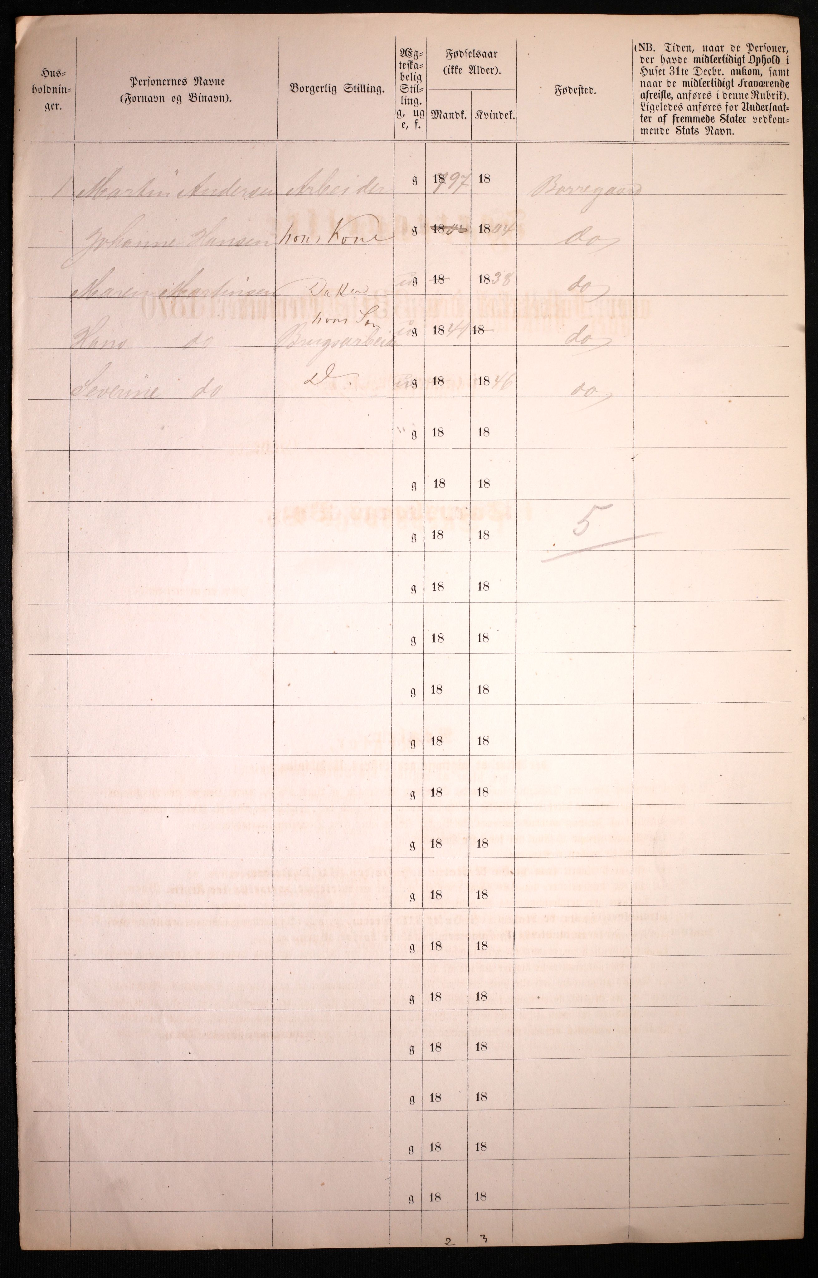 RA, 1870 census for 0102 Sarpsborg, 1870, p. 458