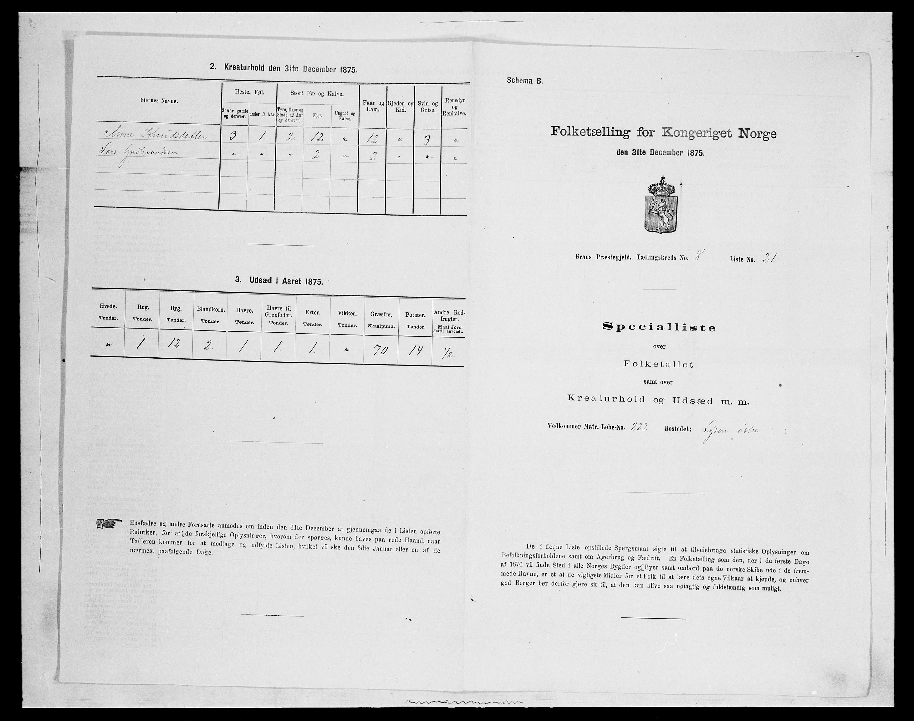 SAH, 1875 census for 0534P Gran, 1875, p. 1521