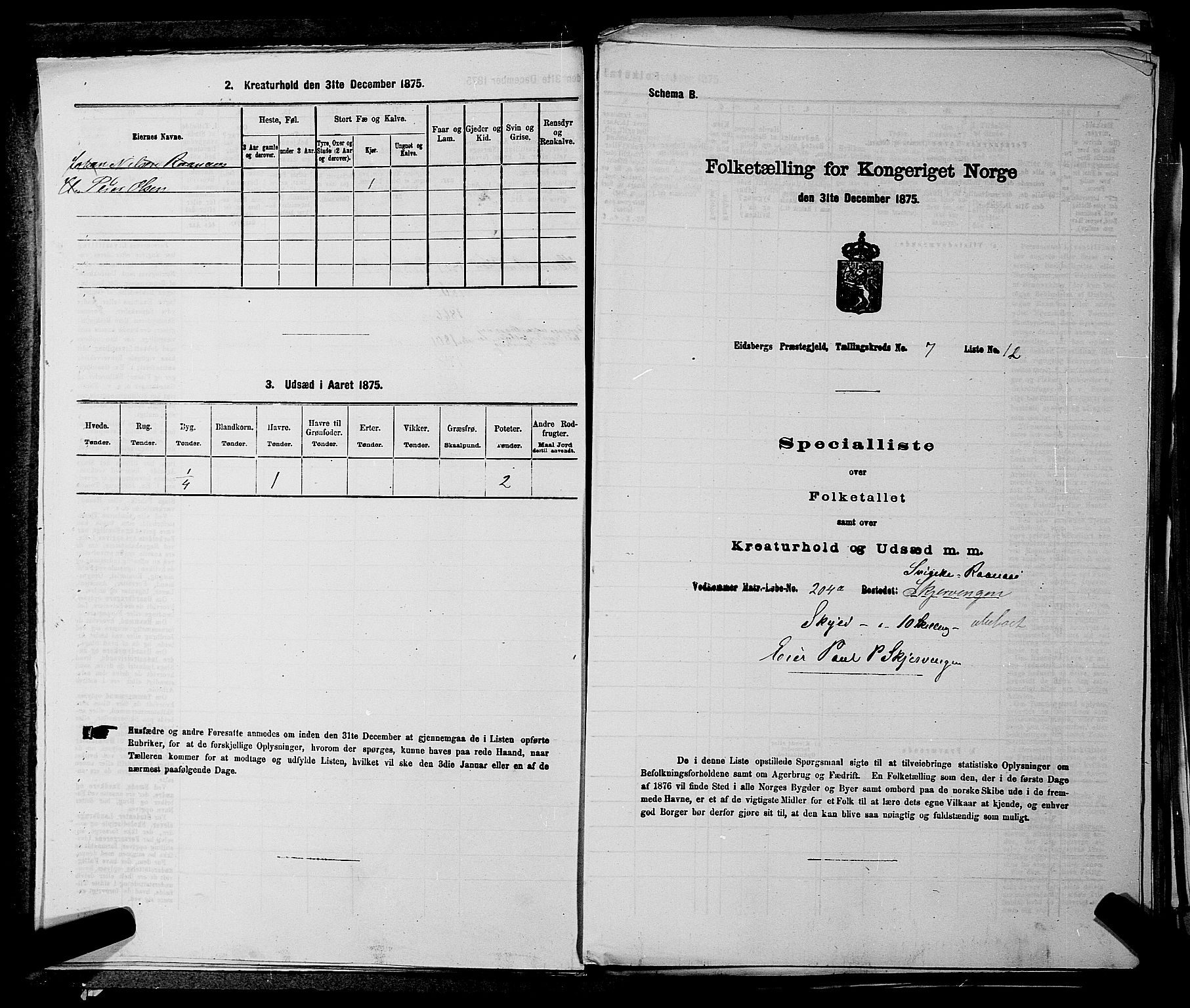 RA, 1875 census for 0125P Eidsberg, 1875, p. 1379