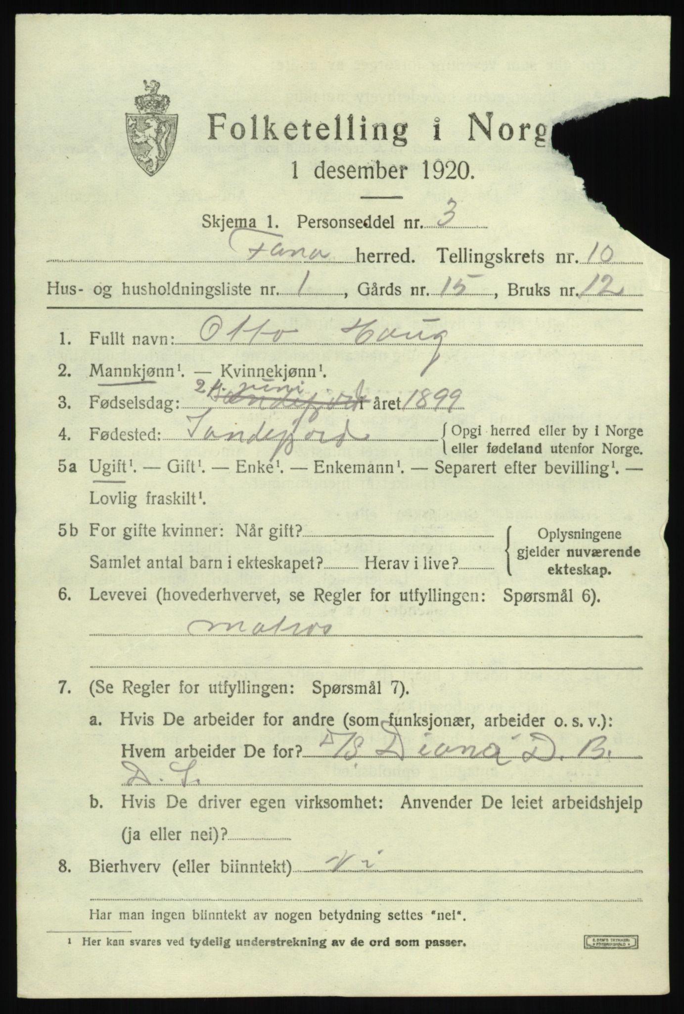 SAB, 1920 census for Fana, 1920, p. 16593