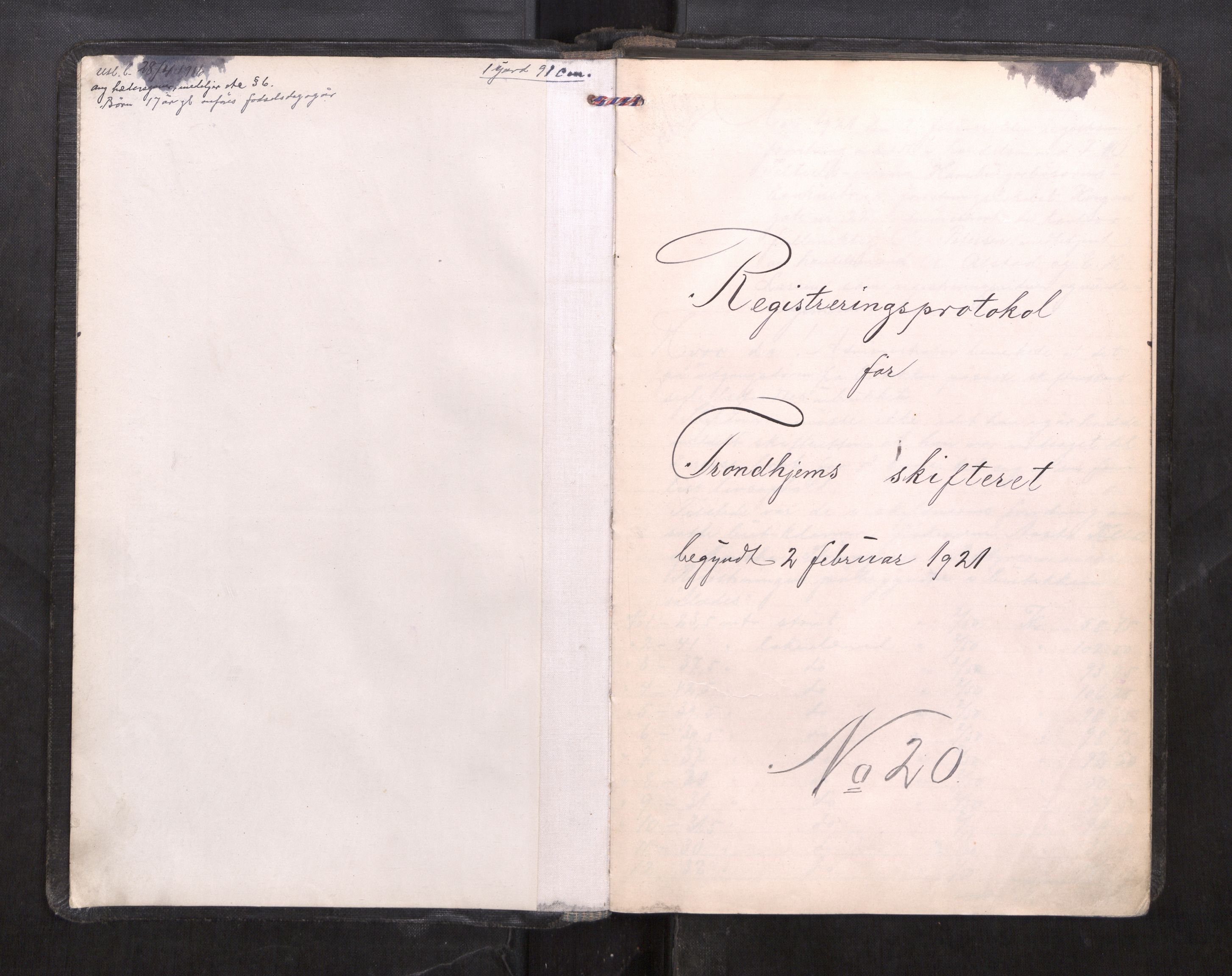 Trondheim byfogd, AV/SAT-A-0003/1/3/3C/L0039: Skifteregistreringsprotokoll - 2/2-27/9. (u/ register), 1921-1922