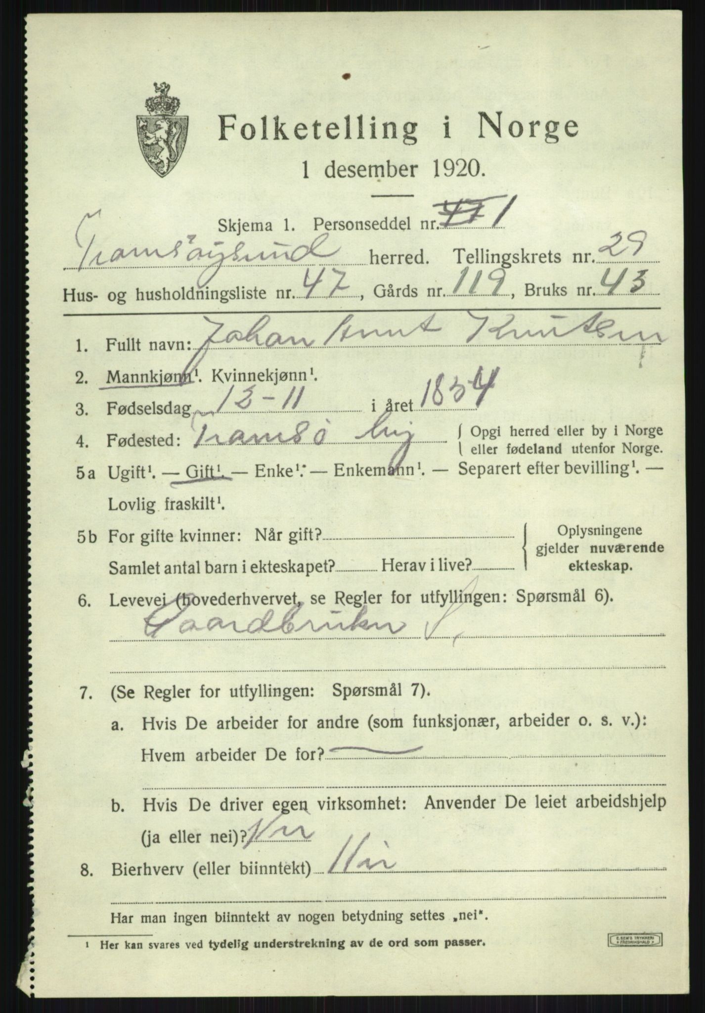 SATØ, 1920 census for Tromsøysund, 1920, p. 13932