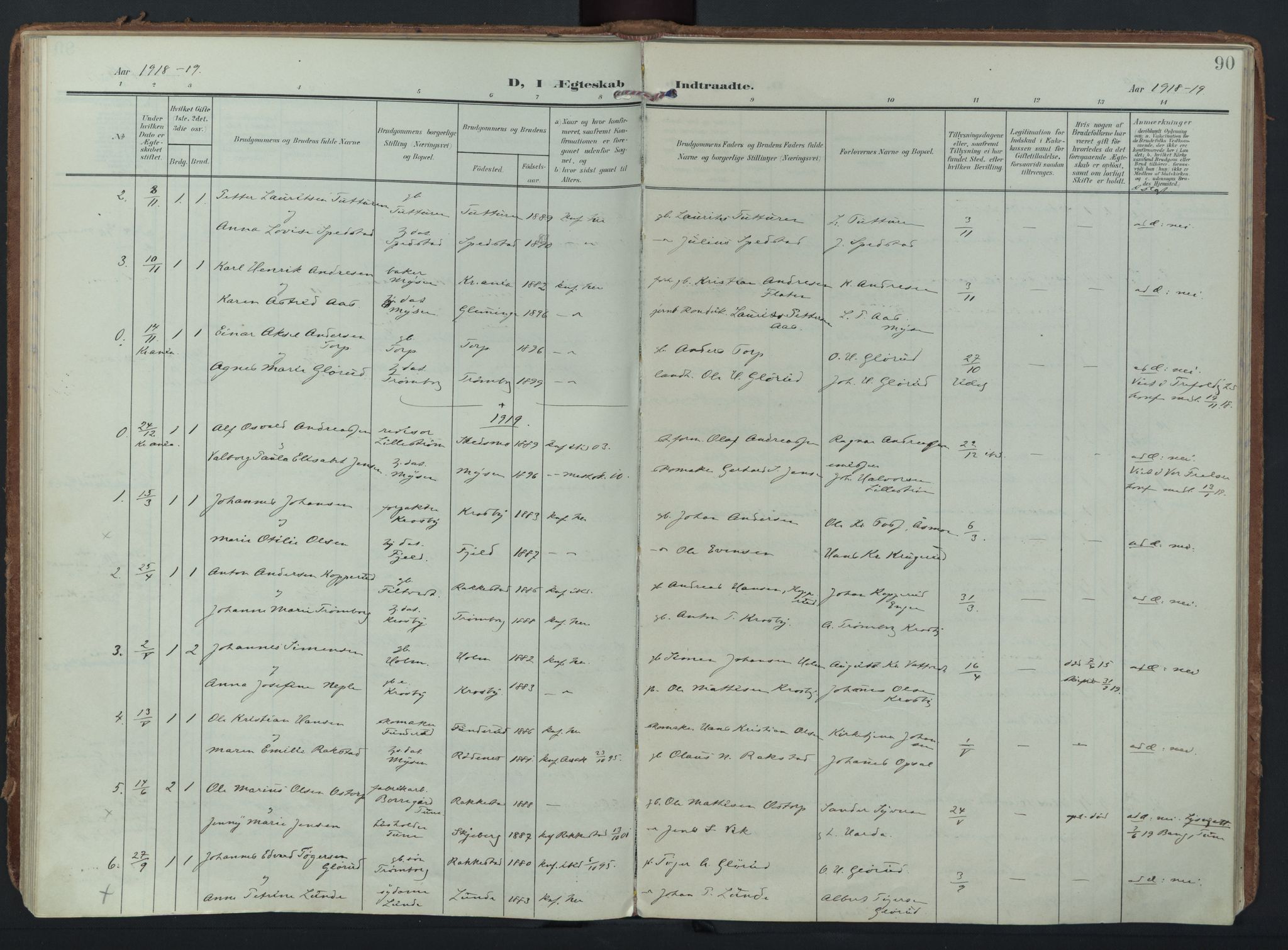 Eidsberg prestekontor Kirkebøker, SAO/A-10905/F/Fc/L0002: Parish register (official) no. III 2, 1906-1934, p. 90