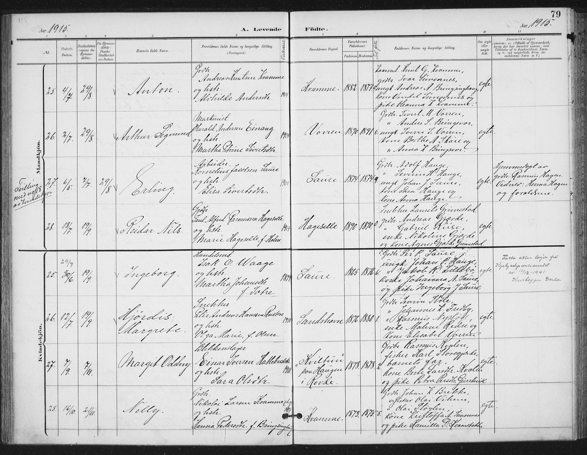 Ministerialprotokoller, klokkerbøker og fødselsregistre - Møre og Romsdal, AV/SAT-A-1454/503/L0038: Parish register (official) no. 503A06, 1901-1917, p. 79