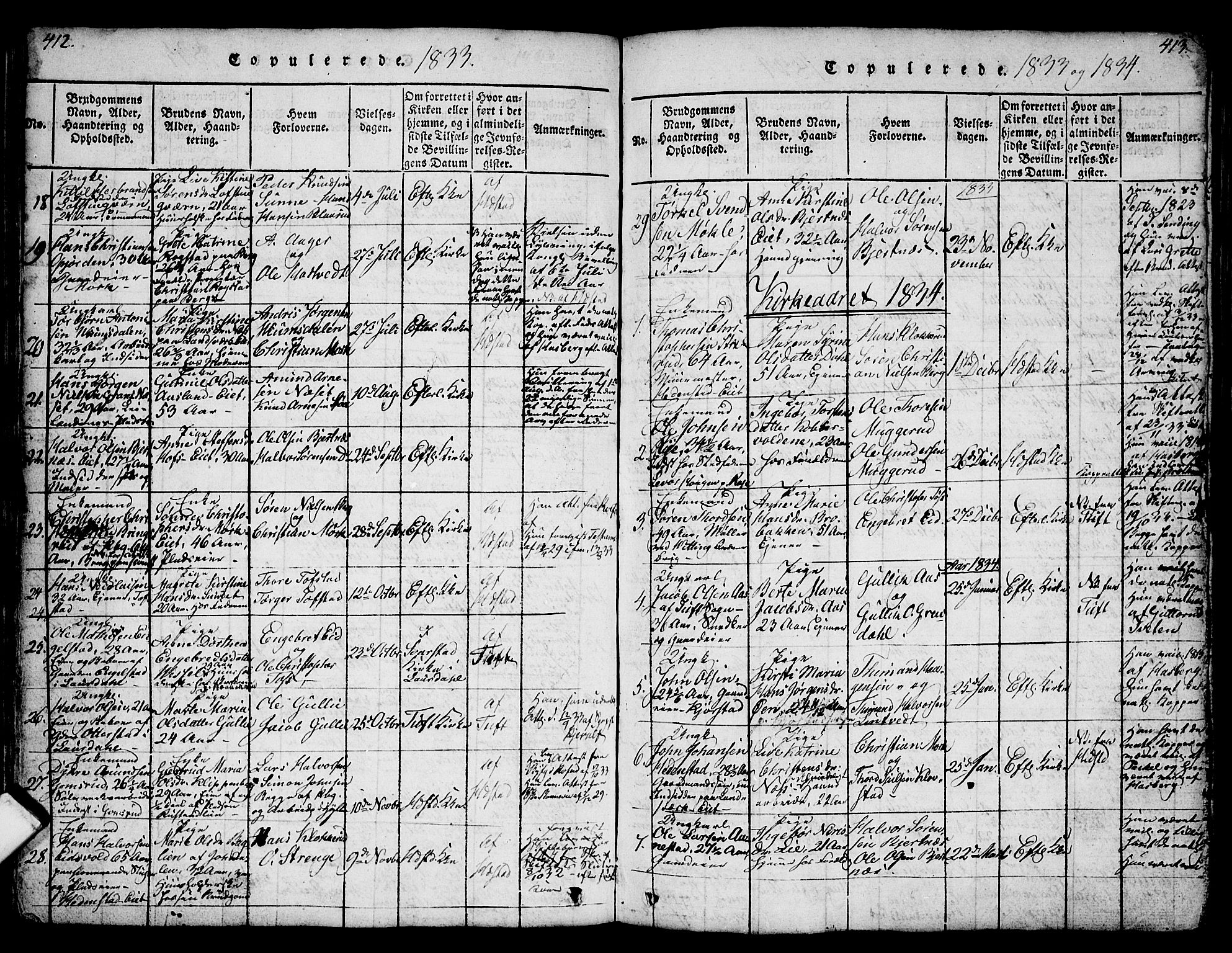 Sandsvær kirkebøker, AV/SAKO-A-244/G/Ga/L0003: Parish register (copy) no. I 3, 1817-1839, p. 412-413