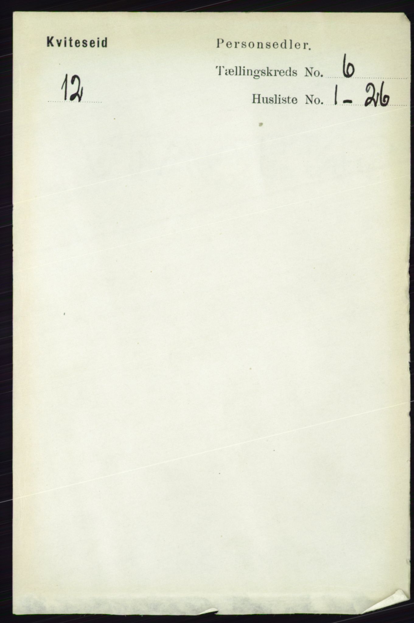 RA, 1891 census for 0829 Kviteseid, 1891, p. 1167