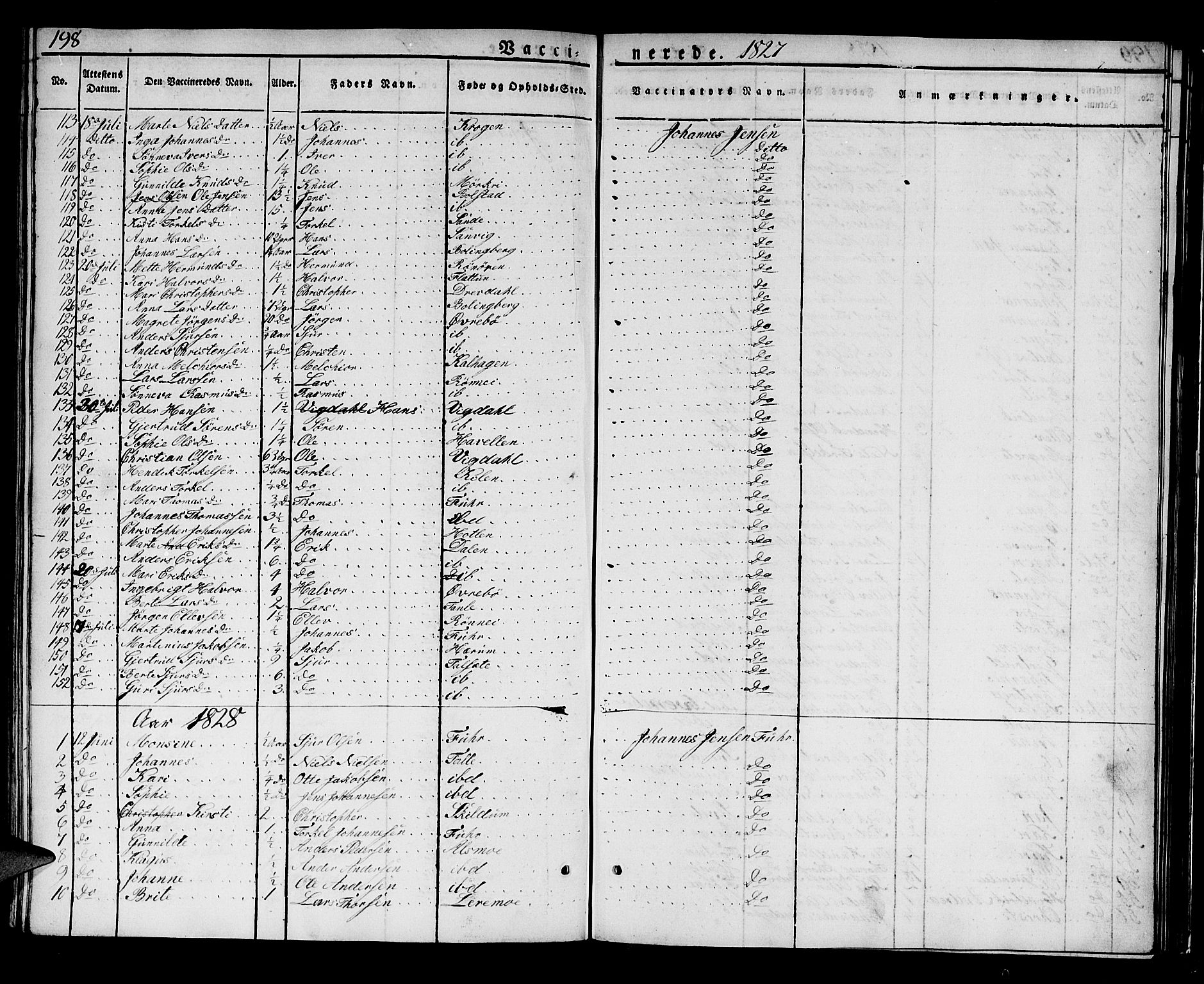 Luster sokneprestembete, SAB/A-81101/H/Haa/Haaa/L0004: Parish register (official) no. A 4, 1821-1832, p. 198