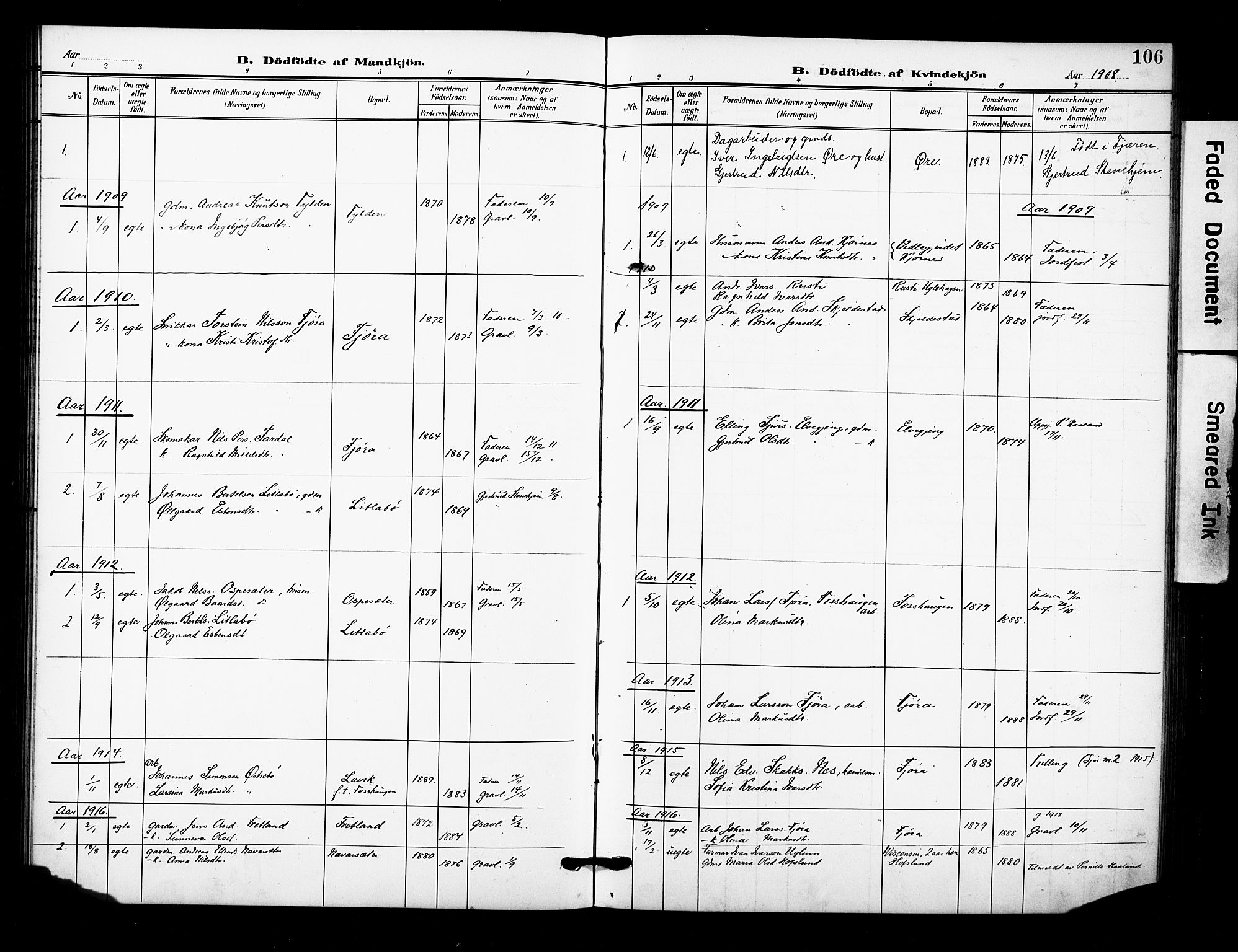 Sogndal sokneprestembete, AV/SAB-A-81301/H/Hab/Haba/L0002: Parish register (copy) no. A 2, 1908-1924, p. 106