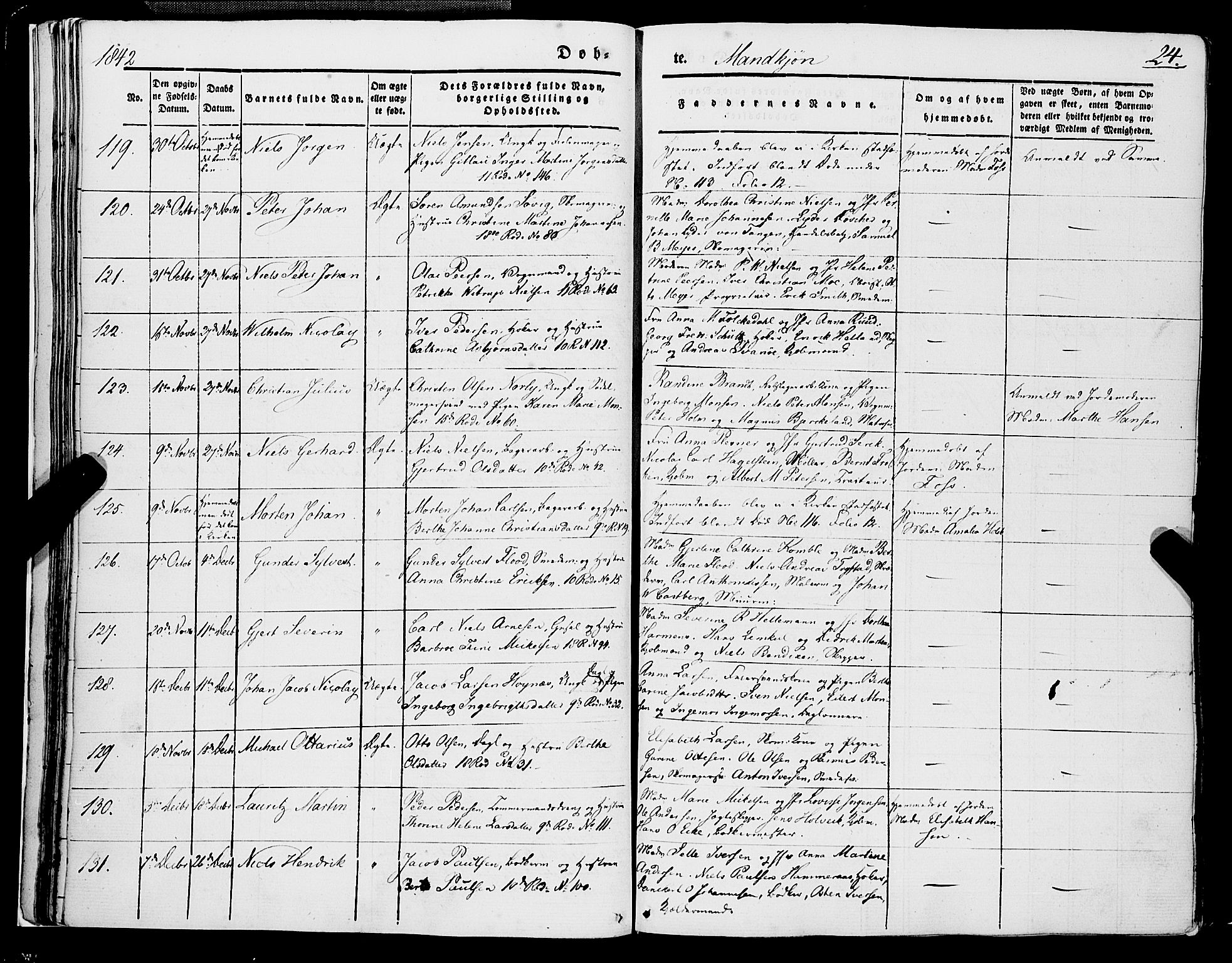 Domkirken sokneprestembete, AV/SAB-A-74801/H/Haa/L0019: Parish register (official) no. B 2, 1841-1851, p. 24