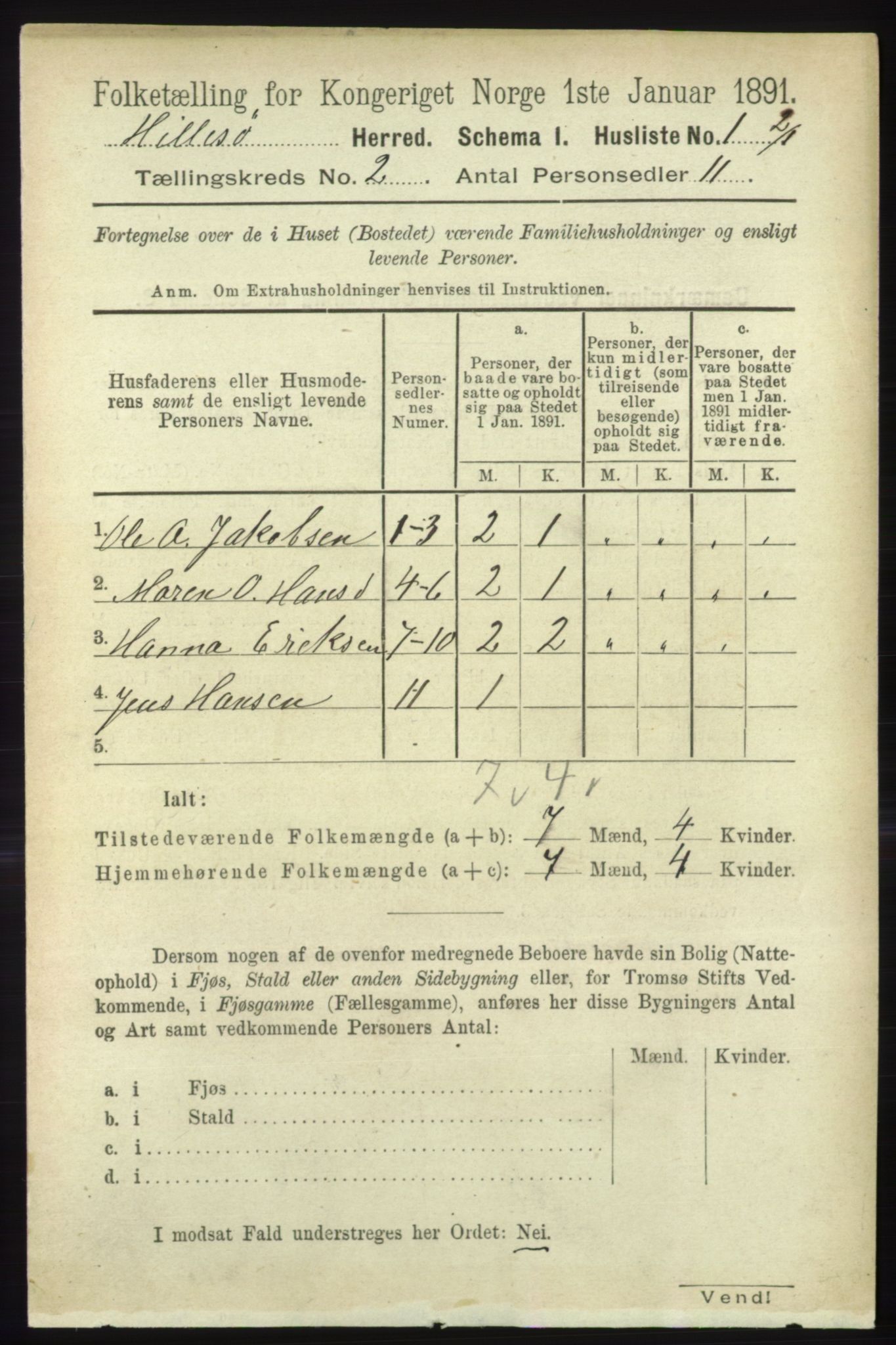 RA, 1891 census for 1930 Hillesøy, 1891, p. 570