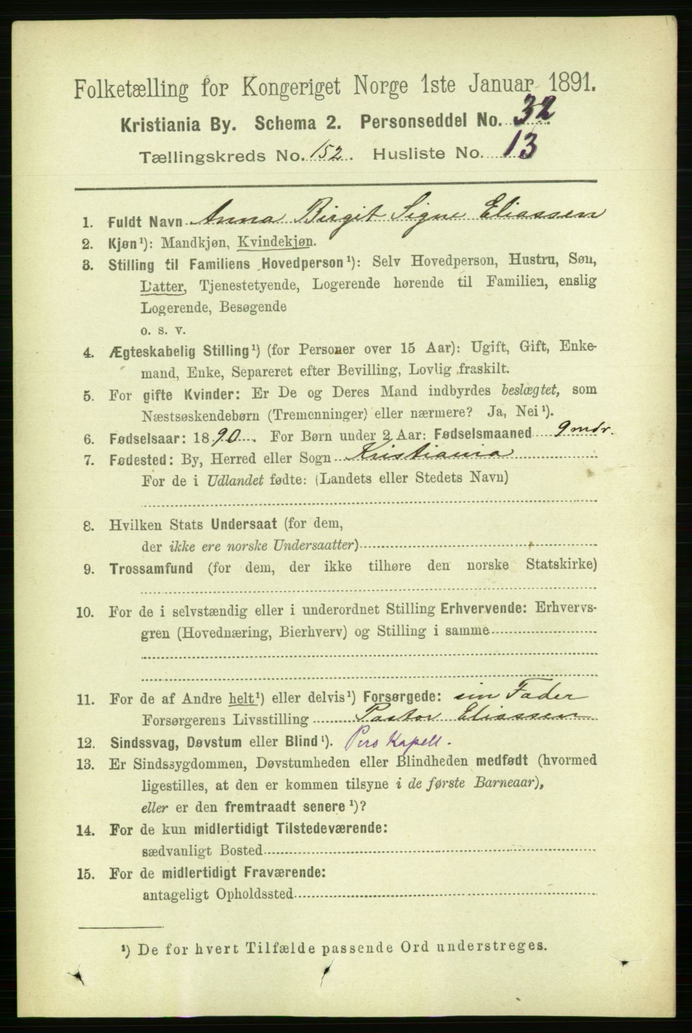 RA, 1891 census for 0301 Kristiania, 1891, p. 85601