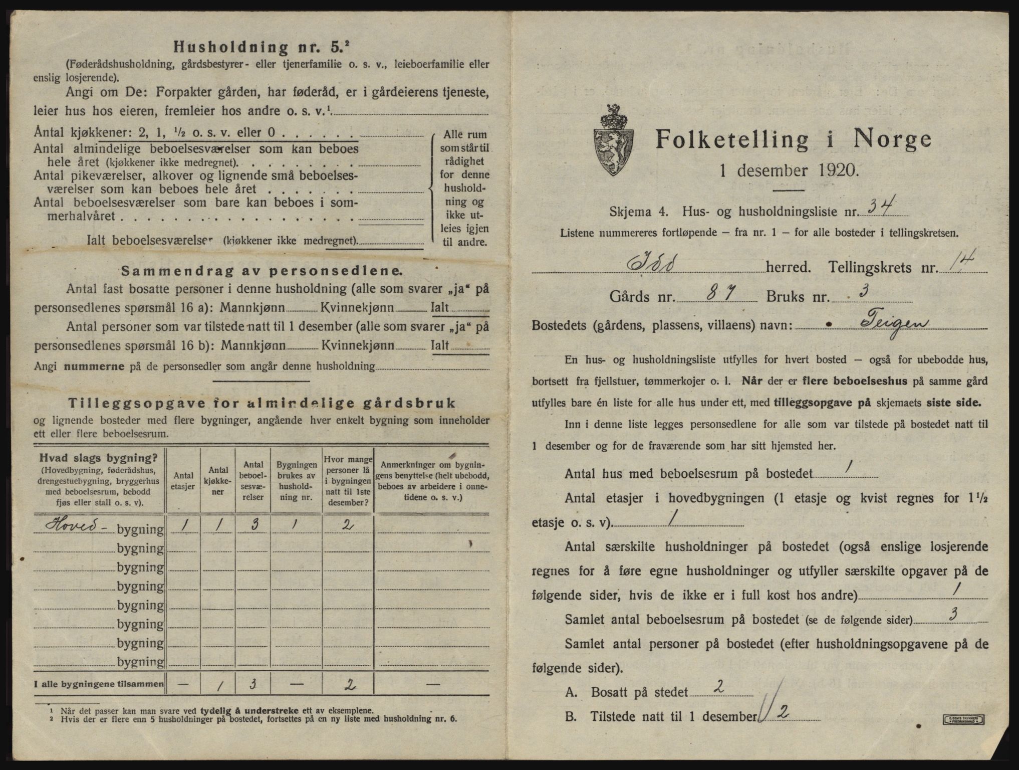 SAO, 1920 census for Idd, 1920, p. 1924