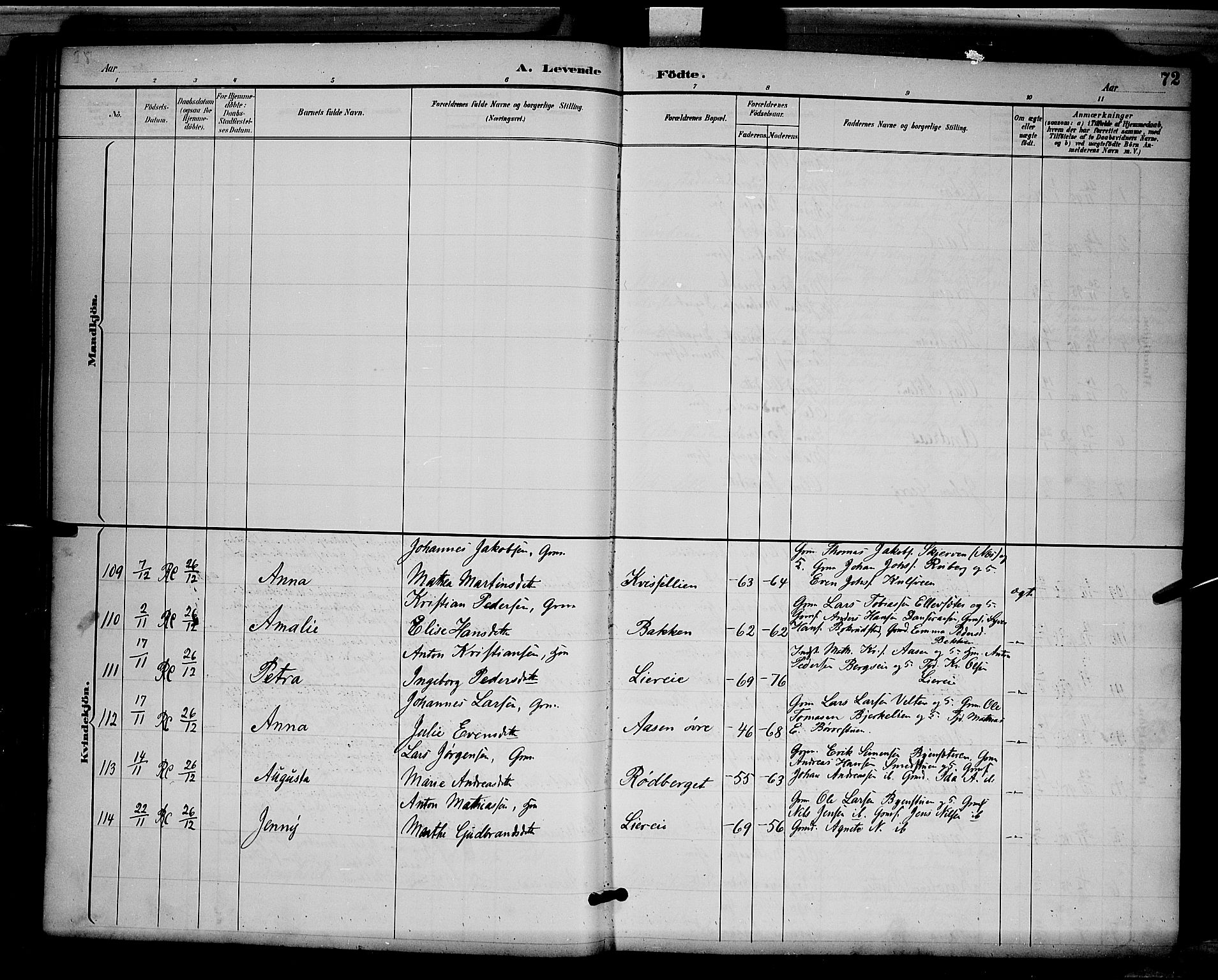 Ringsaker prestekontor, AV/SAH-PREST-014/L/La/L0012: Parish register (copy) no. 12, 1891-1902, p. 72