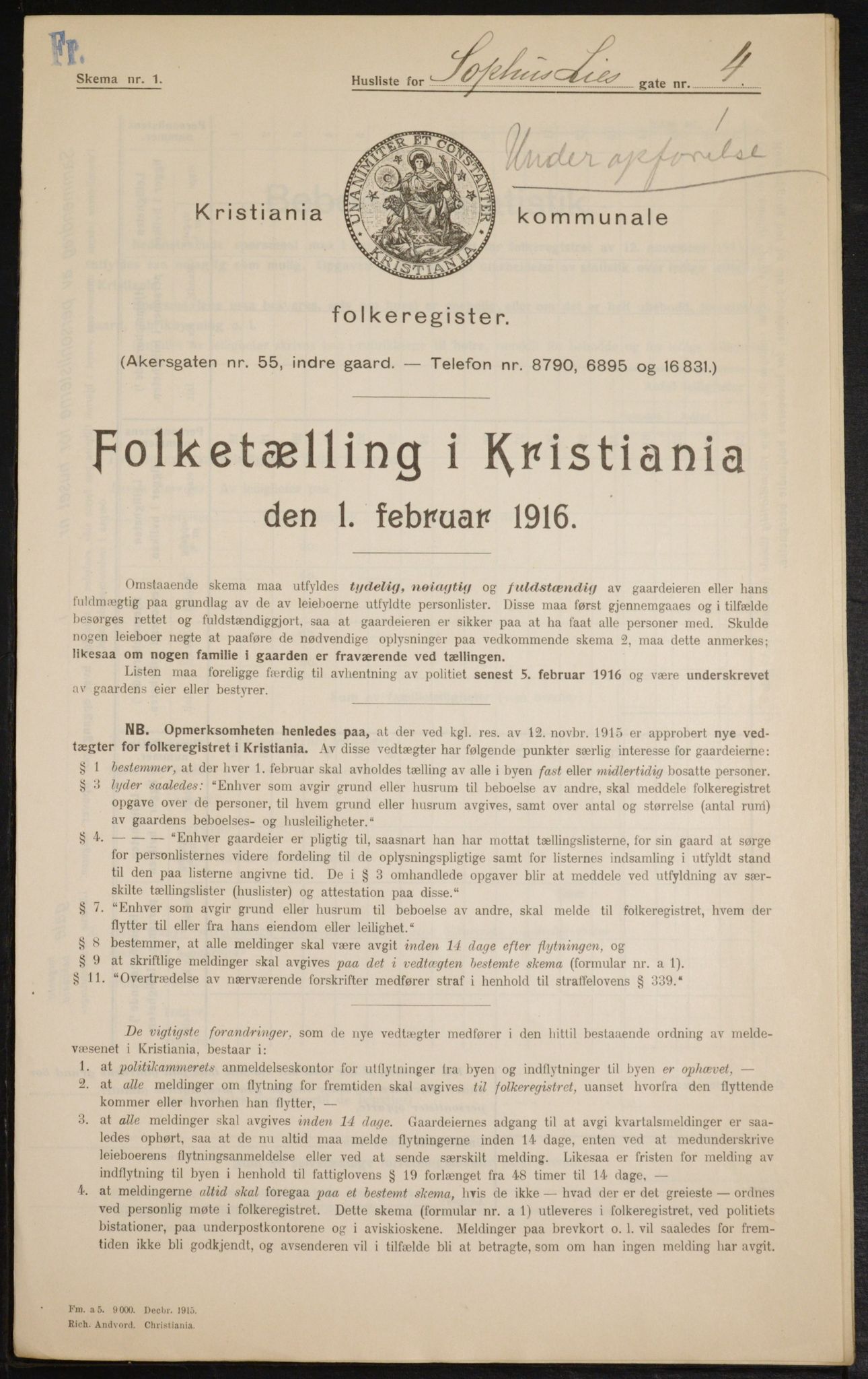 OBA, Municipal Census 1916 for Kristiania, 1916, p. 102264