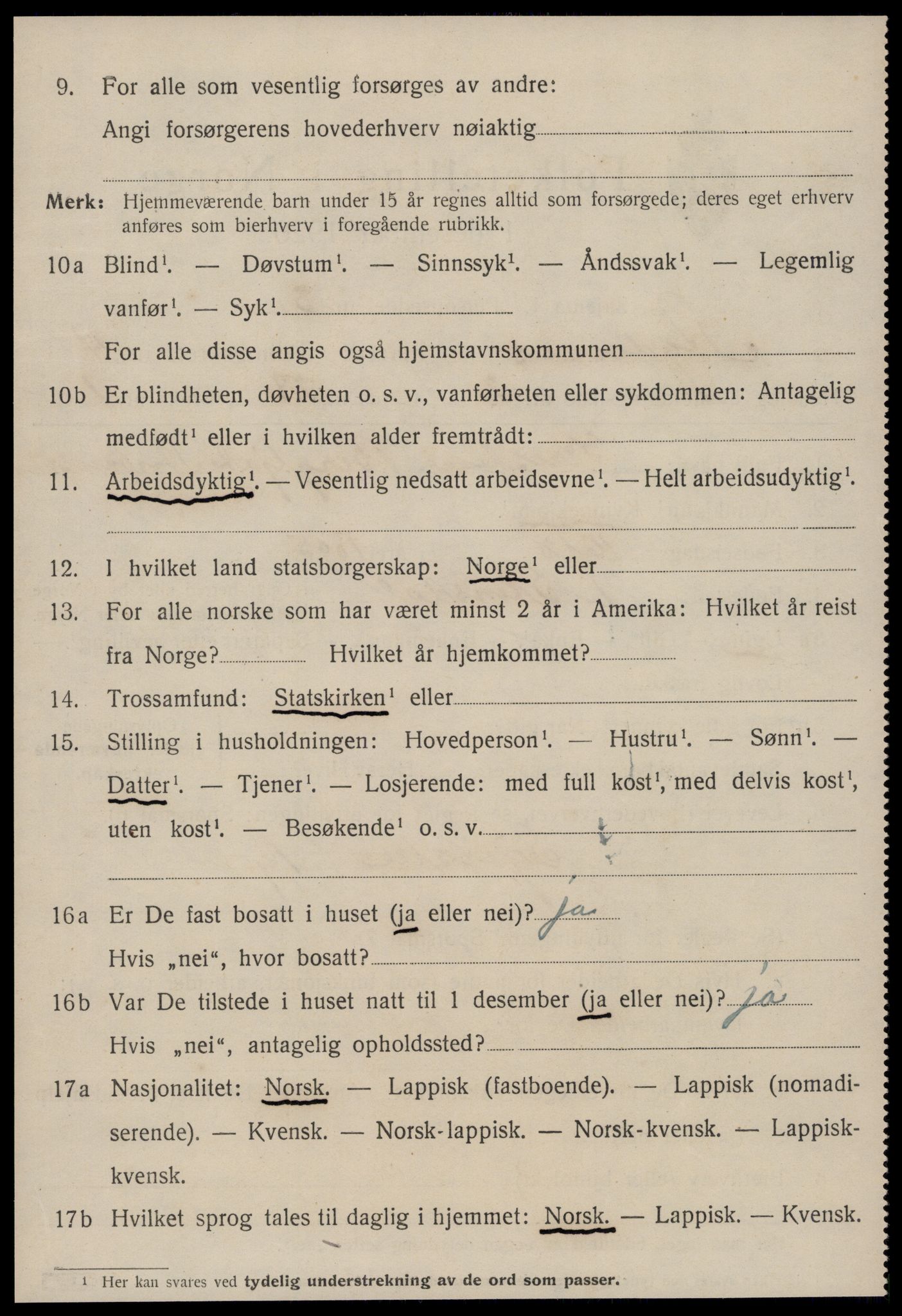 SAT, 1920 census for Agdenes, 1920, p. 2042