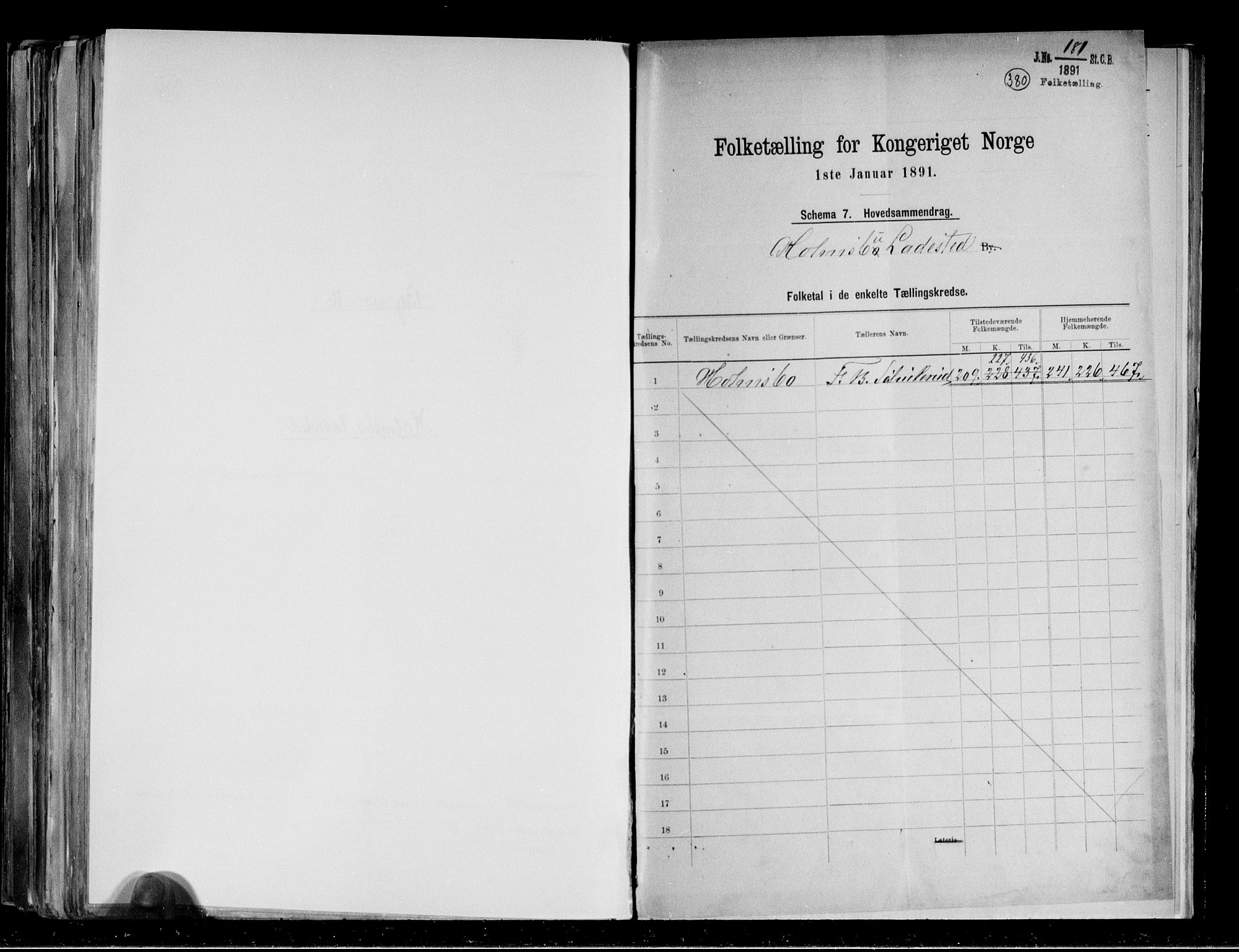 RA, 1891 census for 0603 Holmsbu, 1891, p. 2
