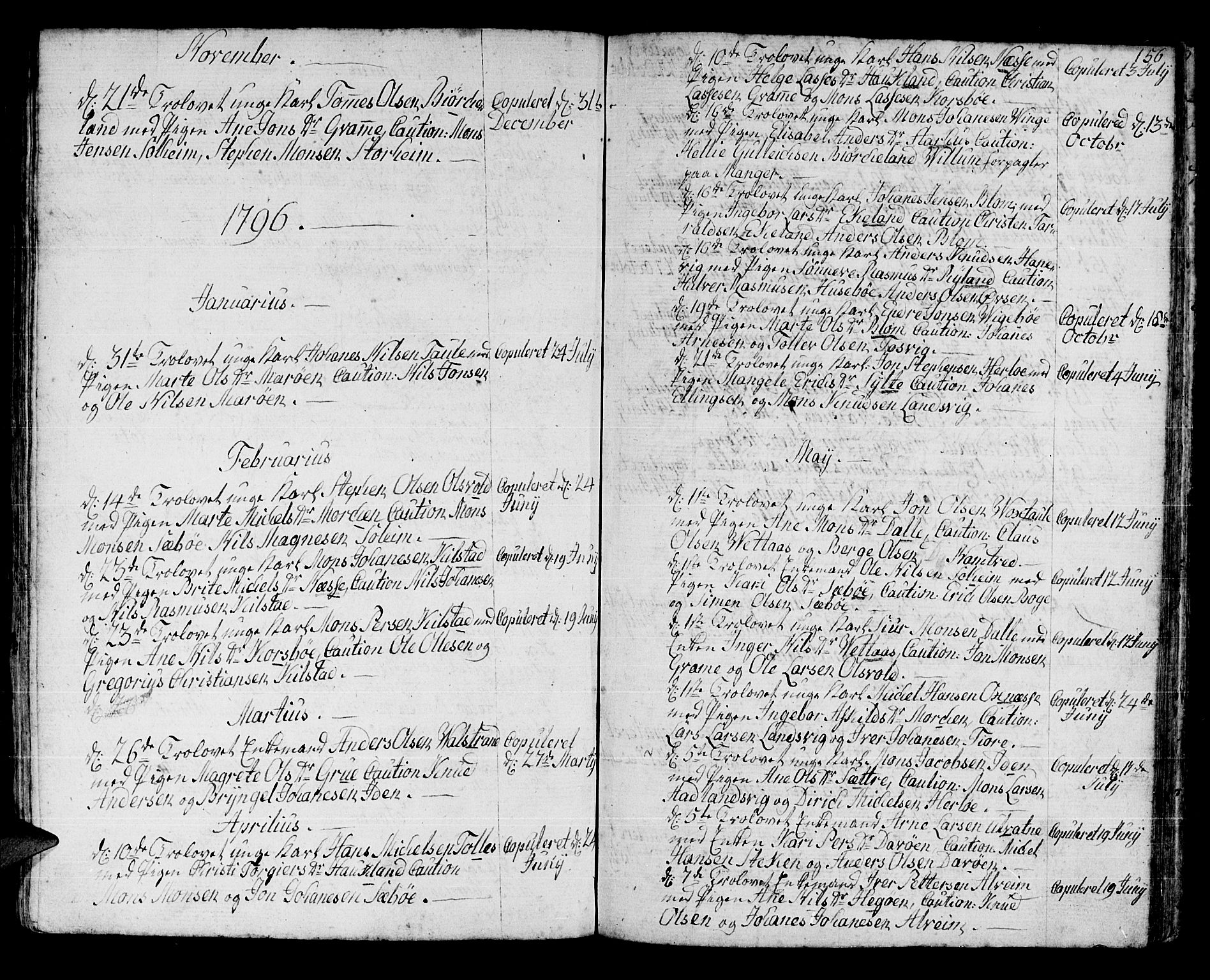 Manger sokneprestembete, SAB/A-76801/H/Haa: Parish register (official) no. A 2, 1792-1815, p. 156