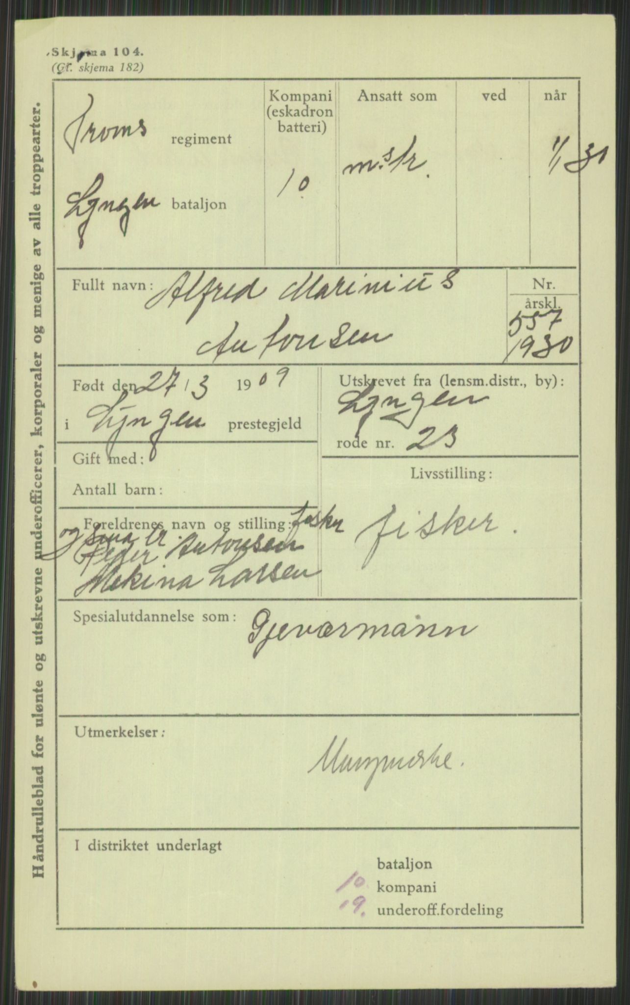 Forsvaret, Troms infanteriregiment nr. 16, AV/RA-RAFA-3146/P/Pa/L0014: Rulleblad for regimentets menige mannskaper, årsklasse 1930, 1930, p. 39