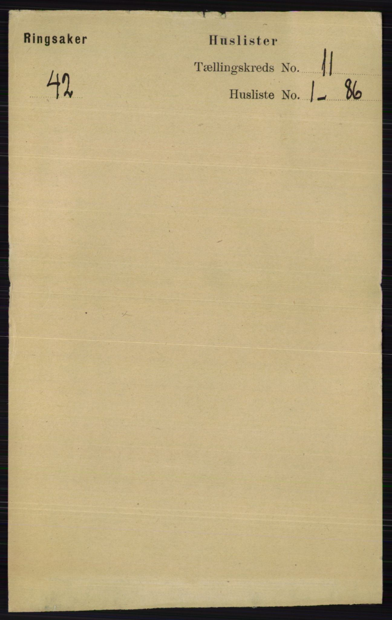 RA, 1891 census for 0412 Ringsaker, 1891, p. 6167