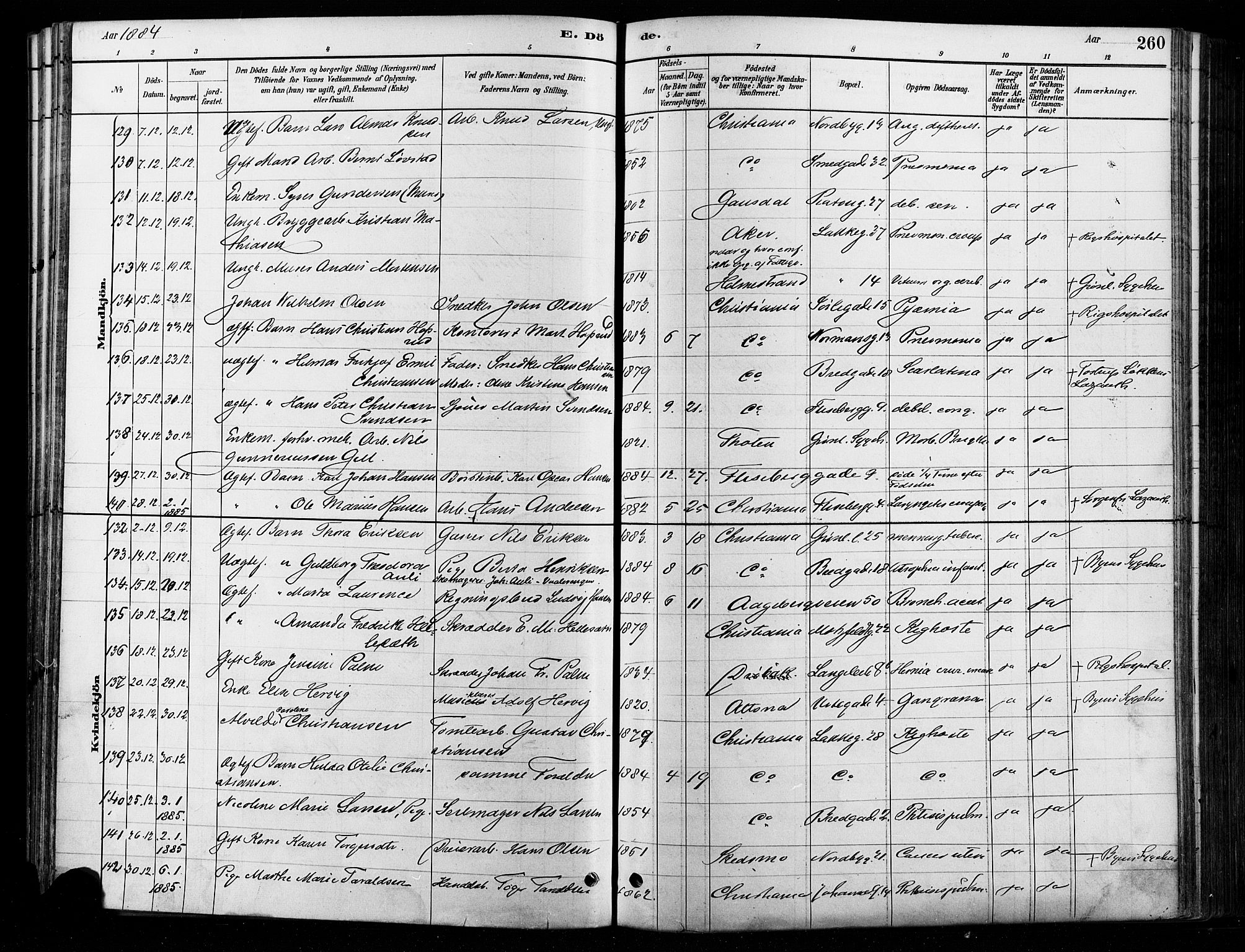 Grønland prestekontor Kirkebøker, AV/SAO-A-10848/F/Fa/L0008: Parish register (official) no. 8, 1881-1893, p. 260