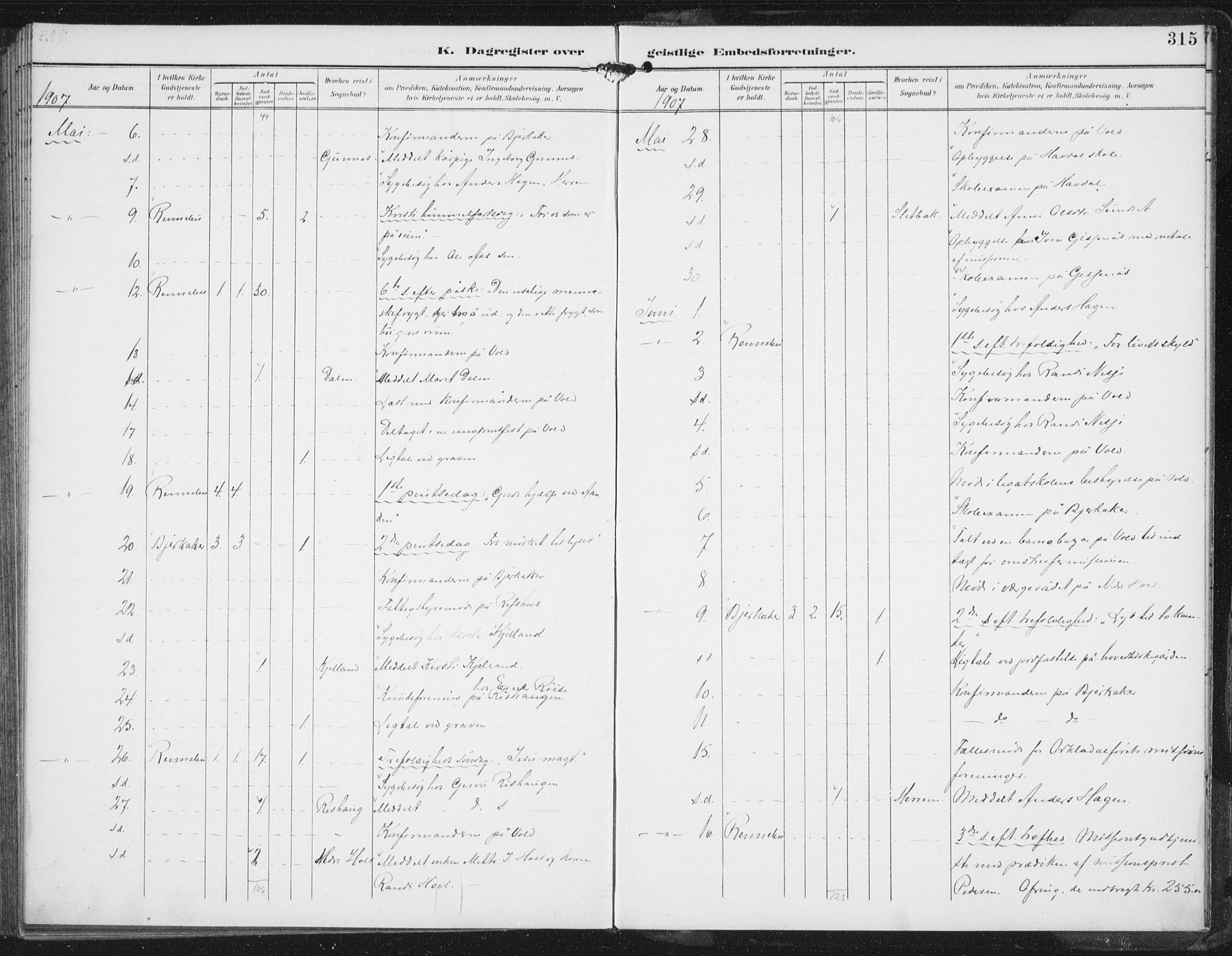 Ministerialprotokoller, klokkerbøker og fødselsregistre - Sør-Trøndelag, AV/SAT-A-1456/674/L0872: Parish register (official) no. 674A04, 1897-1907, p. 315