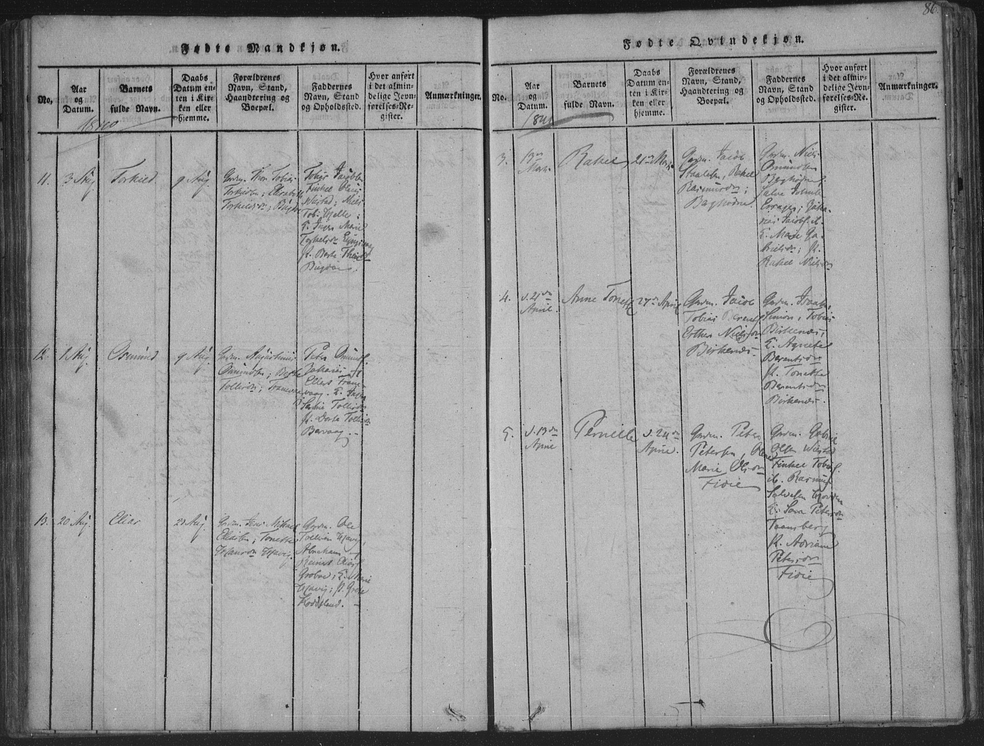 Herad sokneprestkontor, AV/SAK-1111-0018/F/Fa/Fab/L0002: Parish register (official) no. A 2, 1816-1844, p. 86