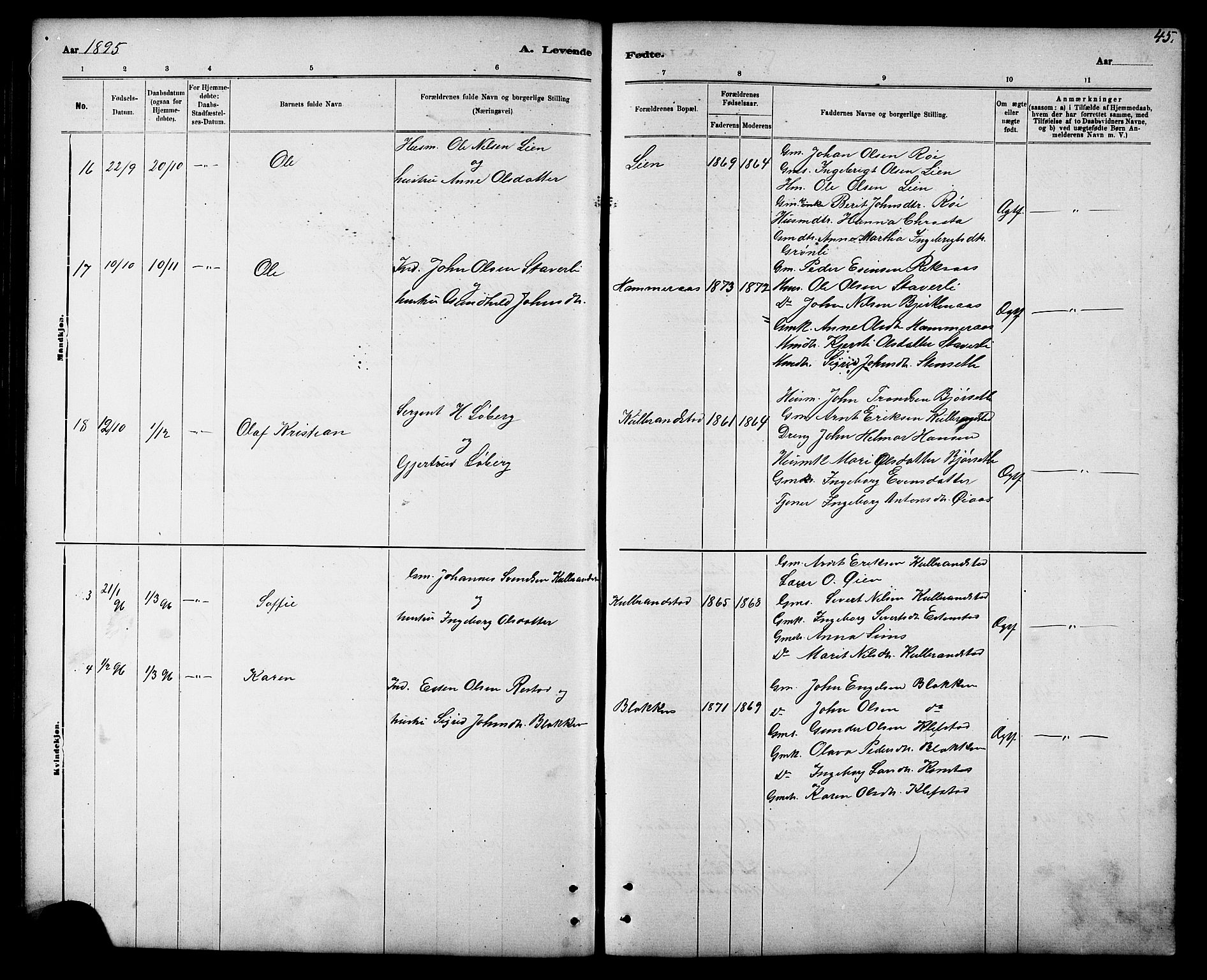 Ministerialprotokoller, klokkerbøker og fødselsregistre - Sør-Trøndelag, AV/SAT-A-1456/694/L1132: Parish register (copy) no. 694C04, 1887-1914, p. 45