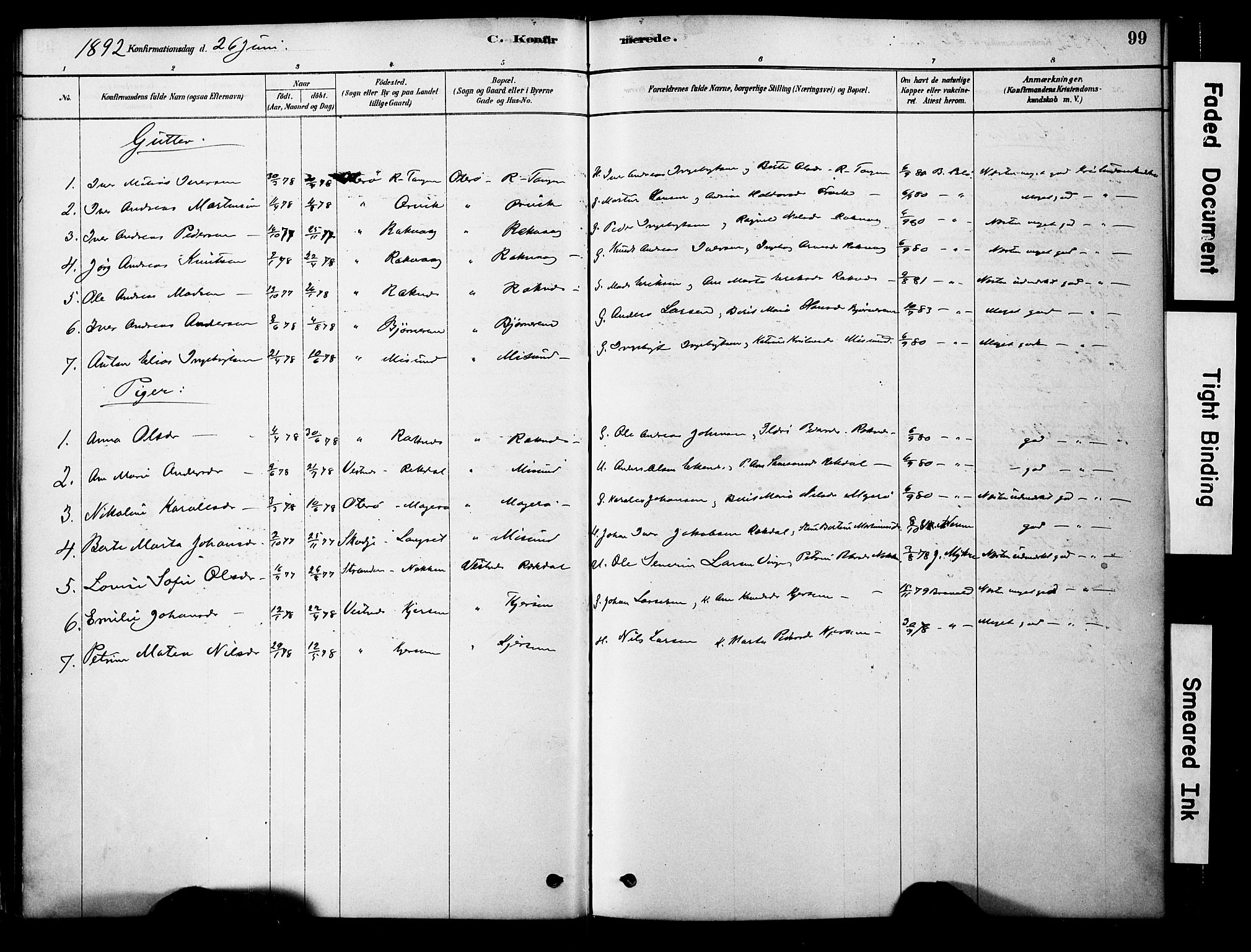 Ministerialprotokoller, klokkerbøker og fødselsregistre - Møre og Romsdal, SAT/A-1454/563/L0736: Parish register (official) no. 563A01, 1878-1903, p. 99